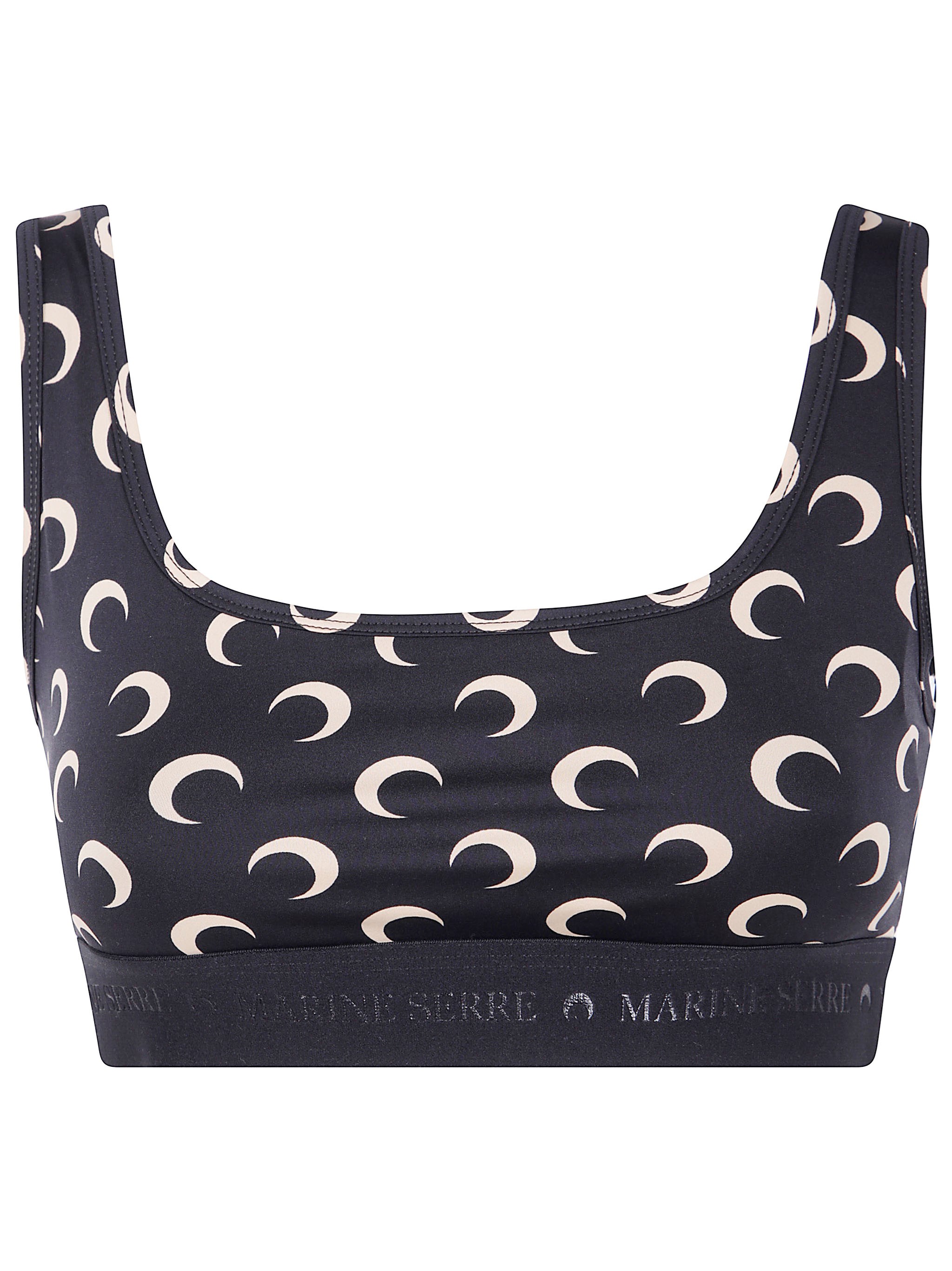 Marine Serre "moon" Printed Jersey Sports Bra In Brown