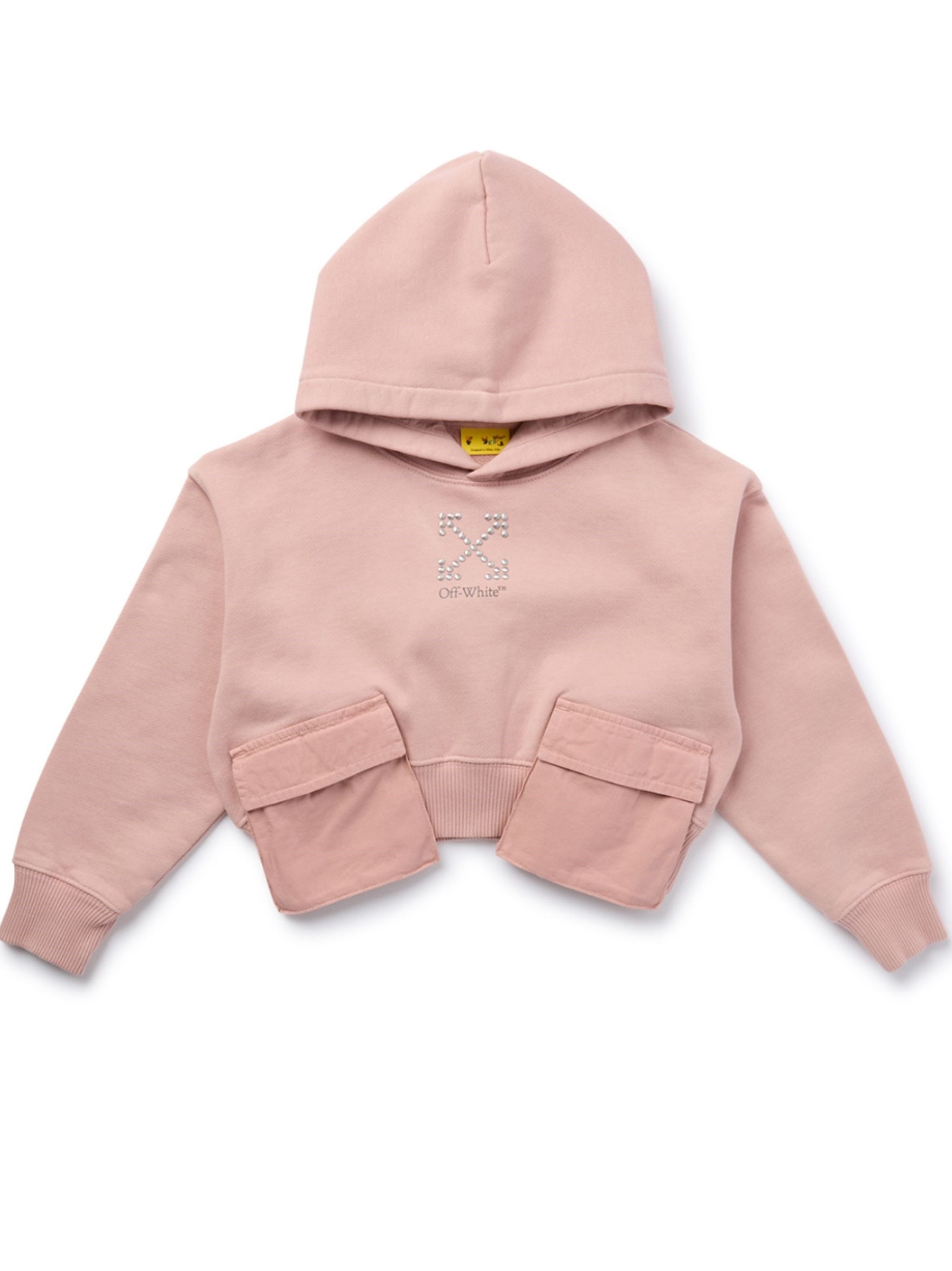 OFF WHITE KIDS "Arrow" Studs Cargo Crop Hoodie