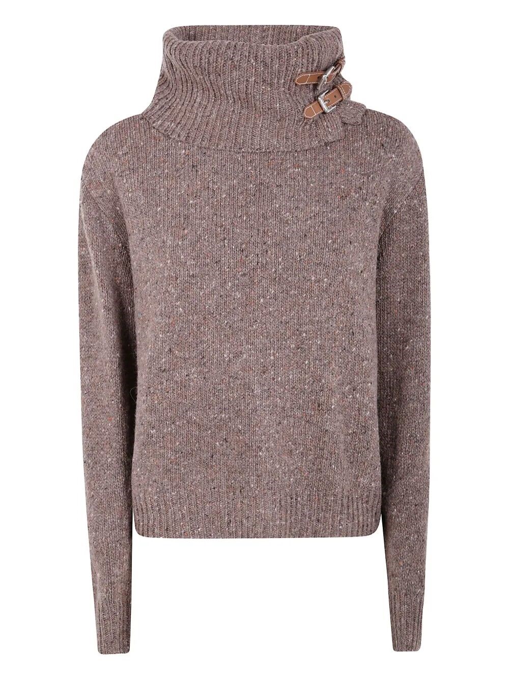 Ralph Lauren Buckle Halterneck Sweater In Brown