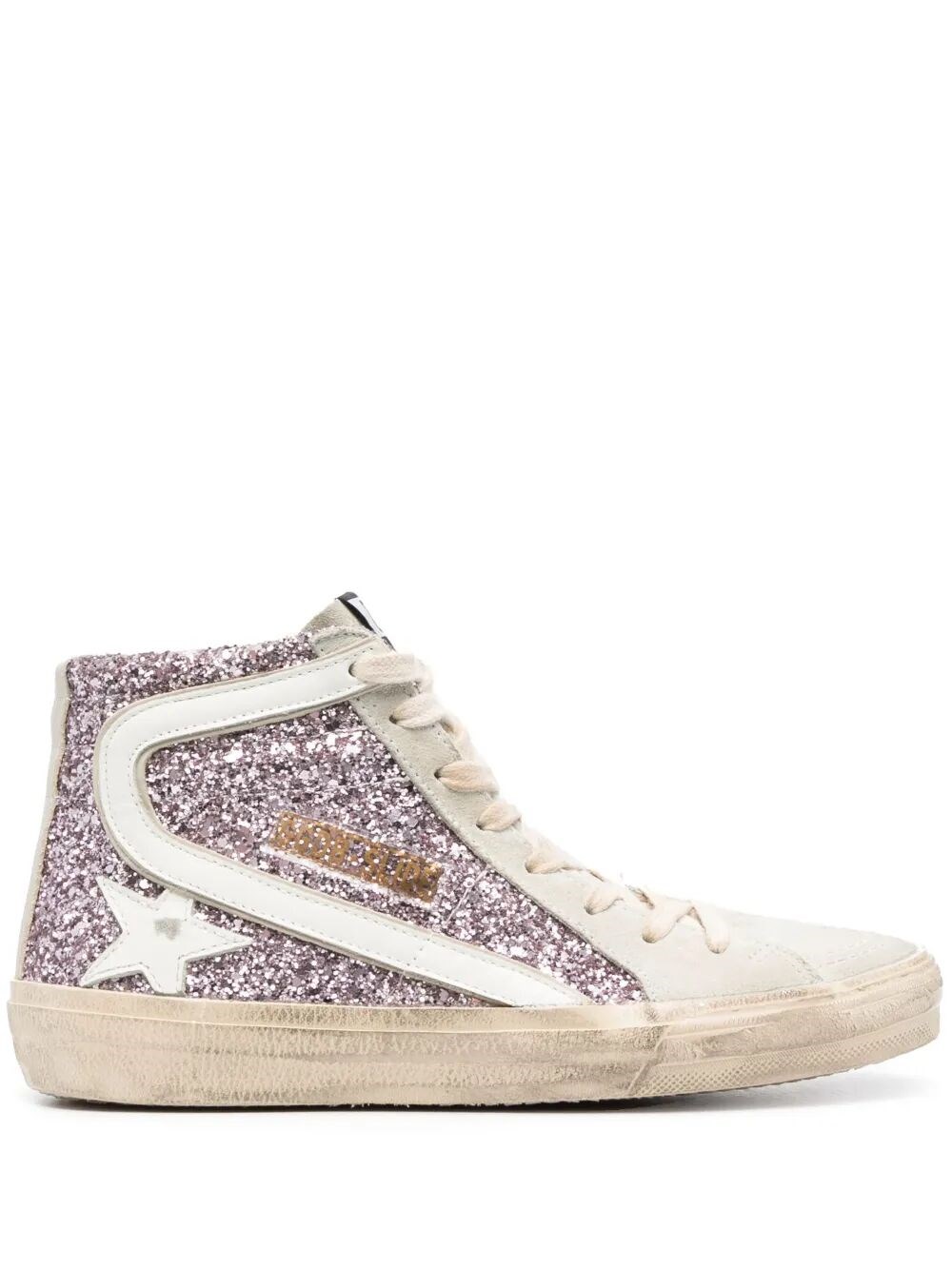 GOLDEN GOOSE "Slide" Glitter Upper Suede Toe Shiny Leather Star And Wa　GOLDEN GOOSE "Slide" グリッターアッパー スエードトゥ シャイニーレザー スターアンドワ GOLDEN