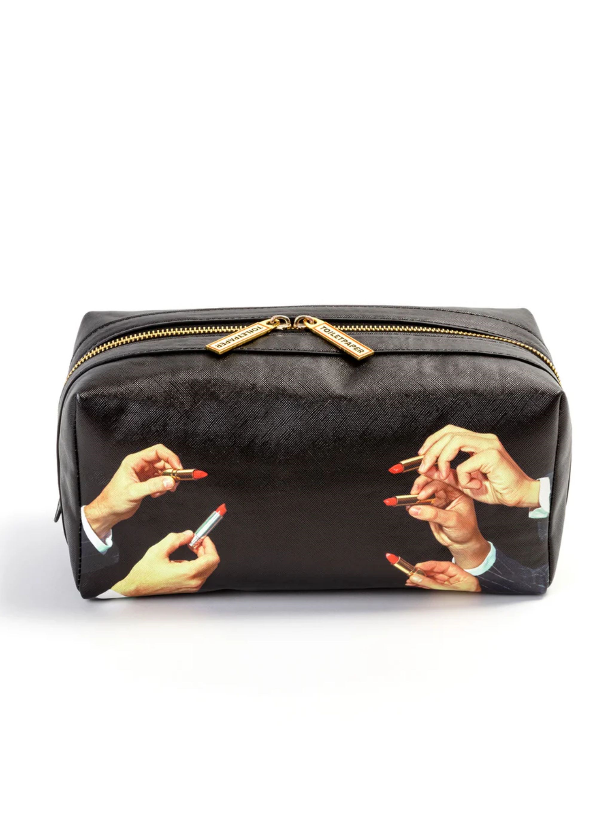 Seletti Wears Toiletpaper Lipstick-print Canvas Wash Bag In Multi