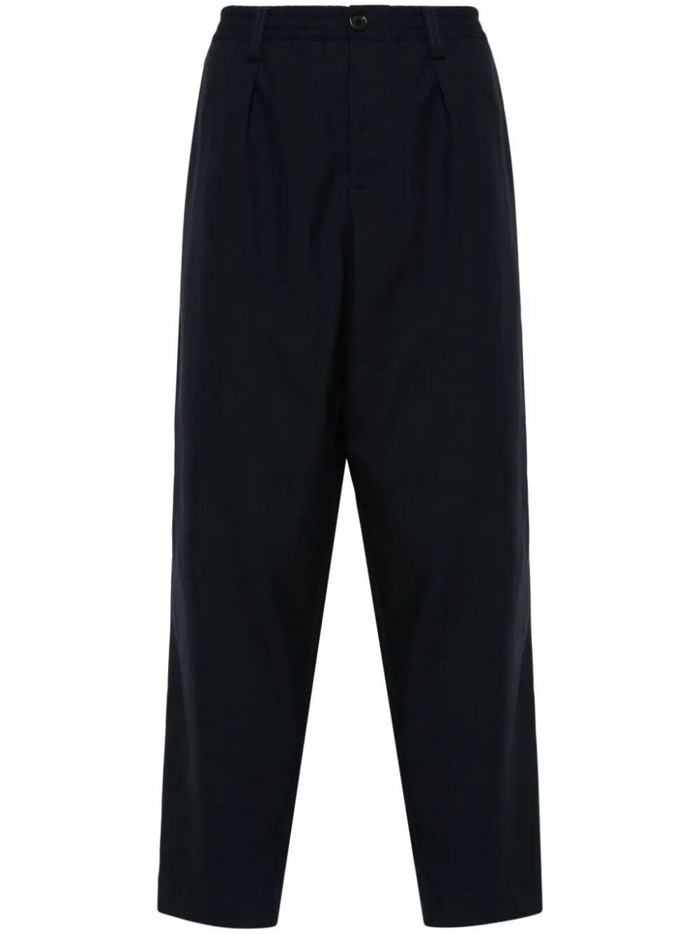 Marni Deep Blue Tropical Wool Trousers With Drawstring Waist In Blue