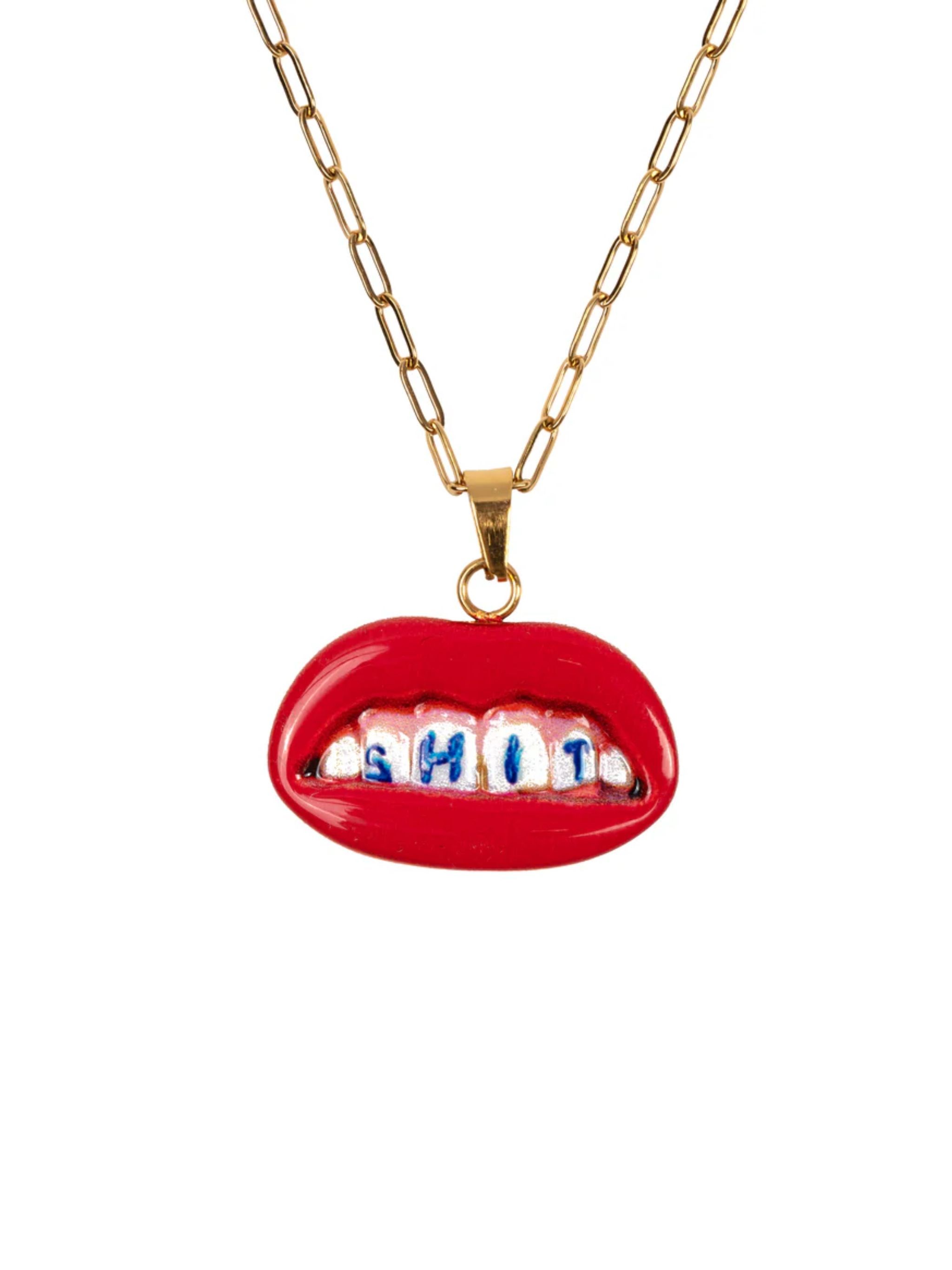 Seletti "toiletpaper Shit" Pendant Necklace Stainless Steel Mm 25 In Red