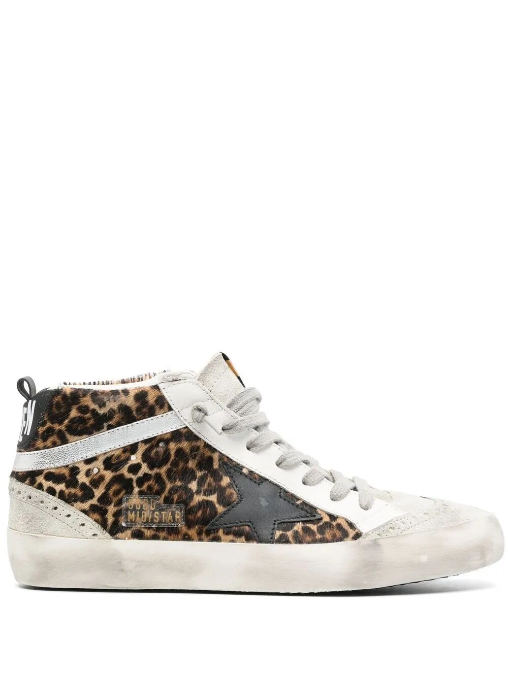 GOLDEN GOOSE "Mid Star" Horsy Upper Suede Toe And Spur Leather Star An　GOLDEN GOOSE「ミッドスター」ホーシーアッパースエードトゥとスパーレザースターアン GOLDEN