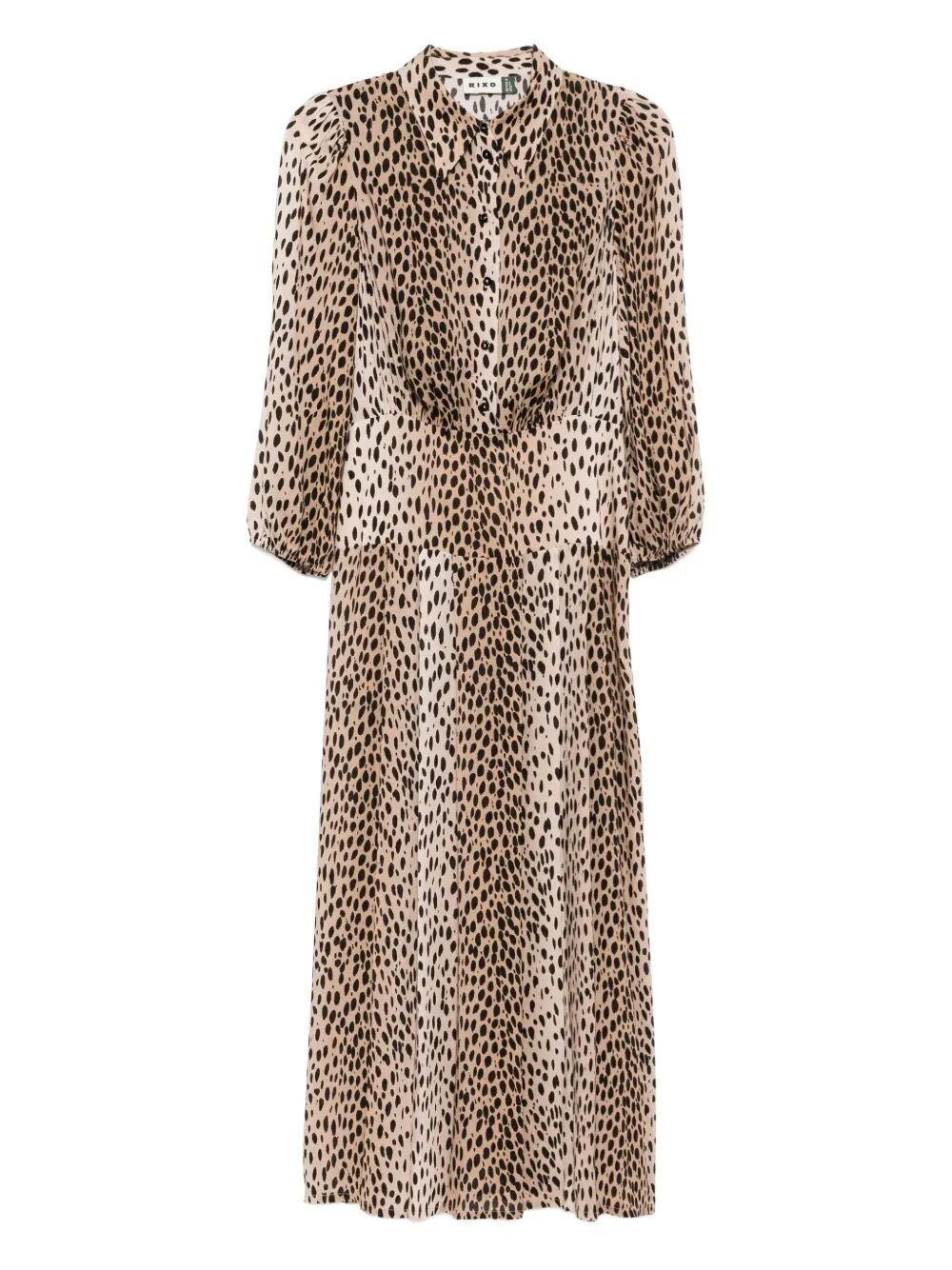 Rixo London Maddison Printed Crepe De Chine Midi Shirt Dress In Animal Print
