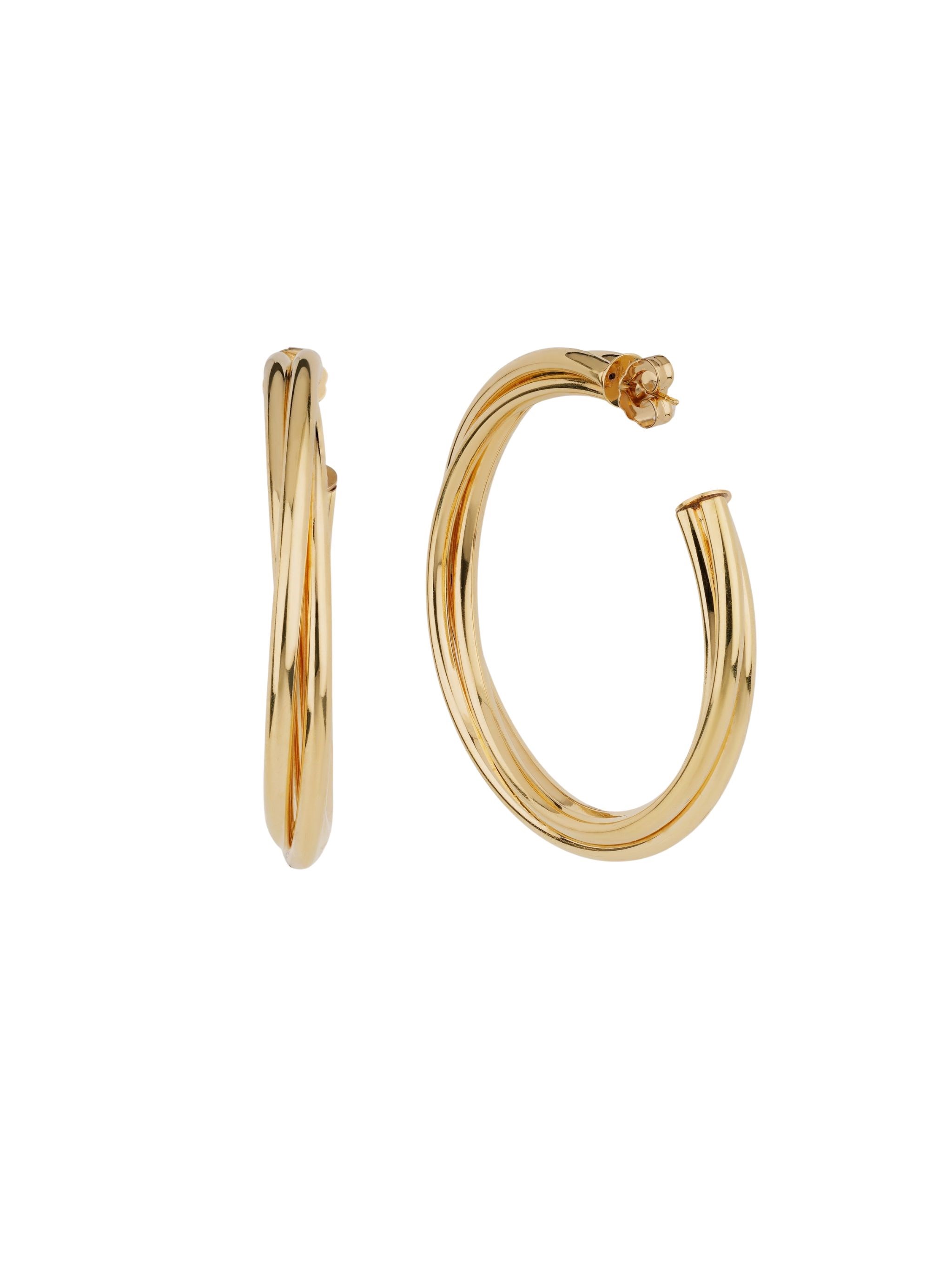 Gas Bijoux "bo Atik Fine" Gold Plated Round Earrings In Silver