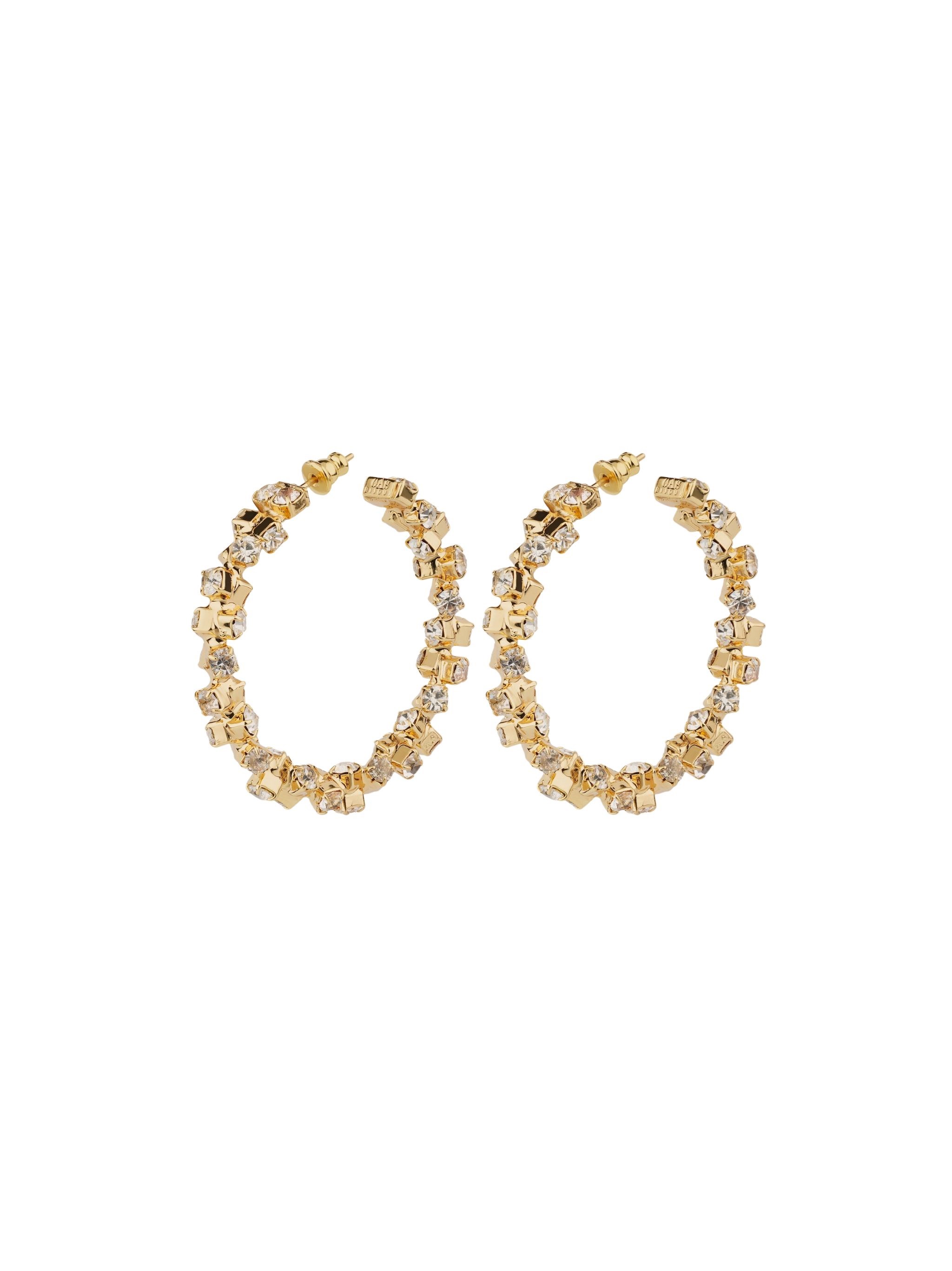 Gas Bijoux "trevise" Gold Plated And Rhinestones Earrings In Silver