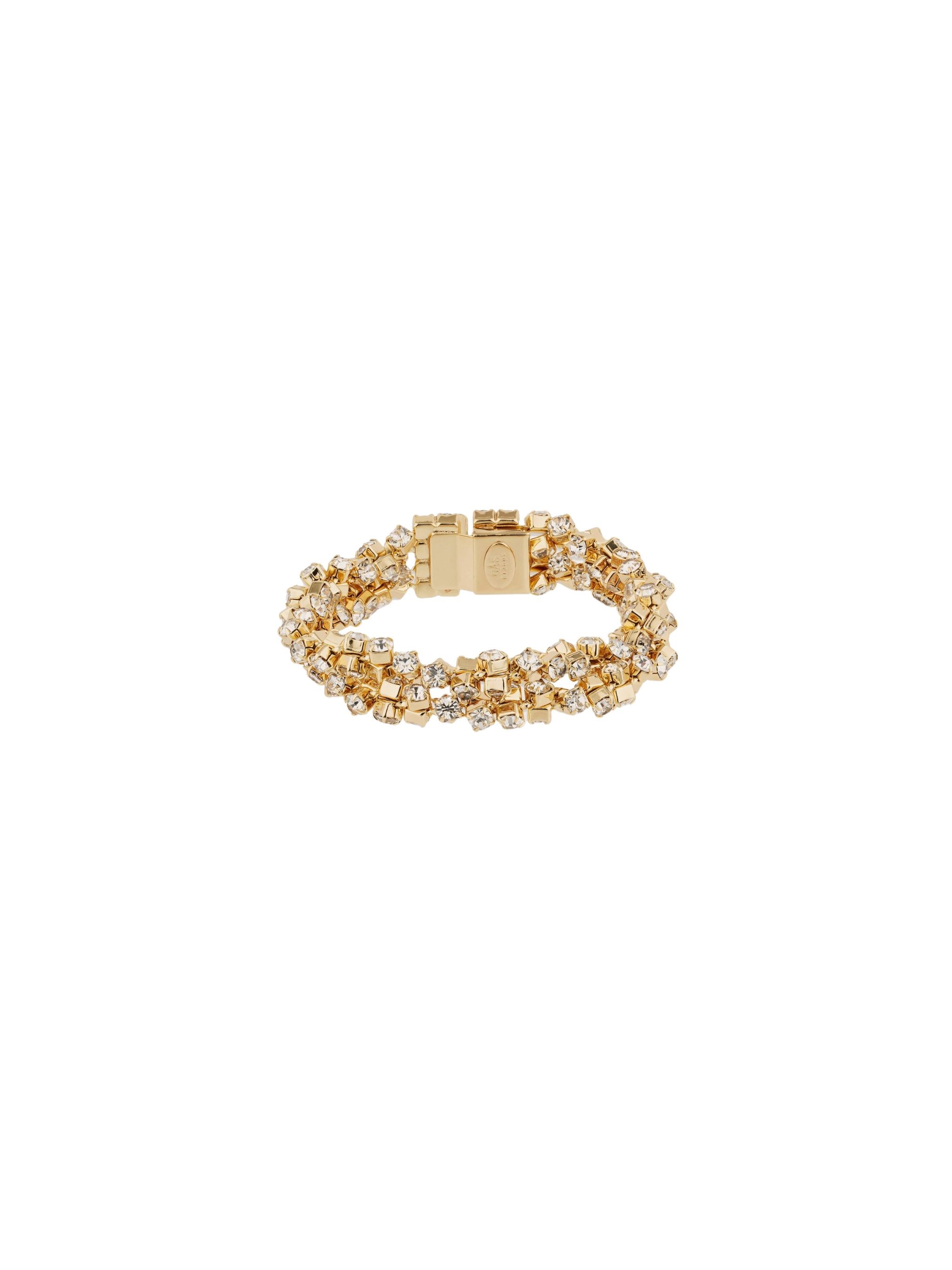 Gas Bijoux "trevise Double" Gold Plated And Rhinestones Bracelet In Silver