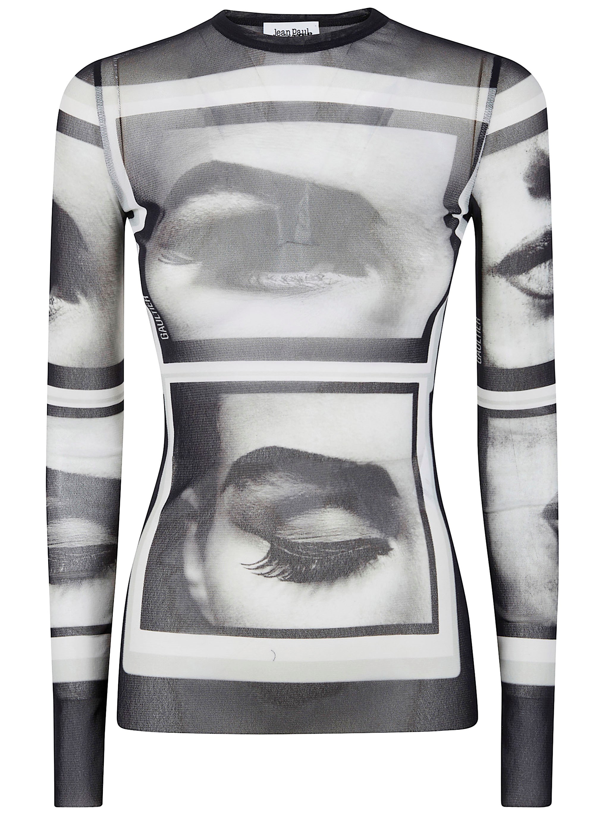 JEAN PAUL GAULTIER Re-Edition: Mesh Longsleeve Top Printed "Eyes And
