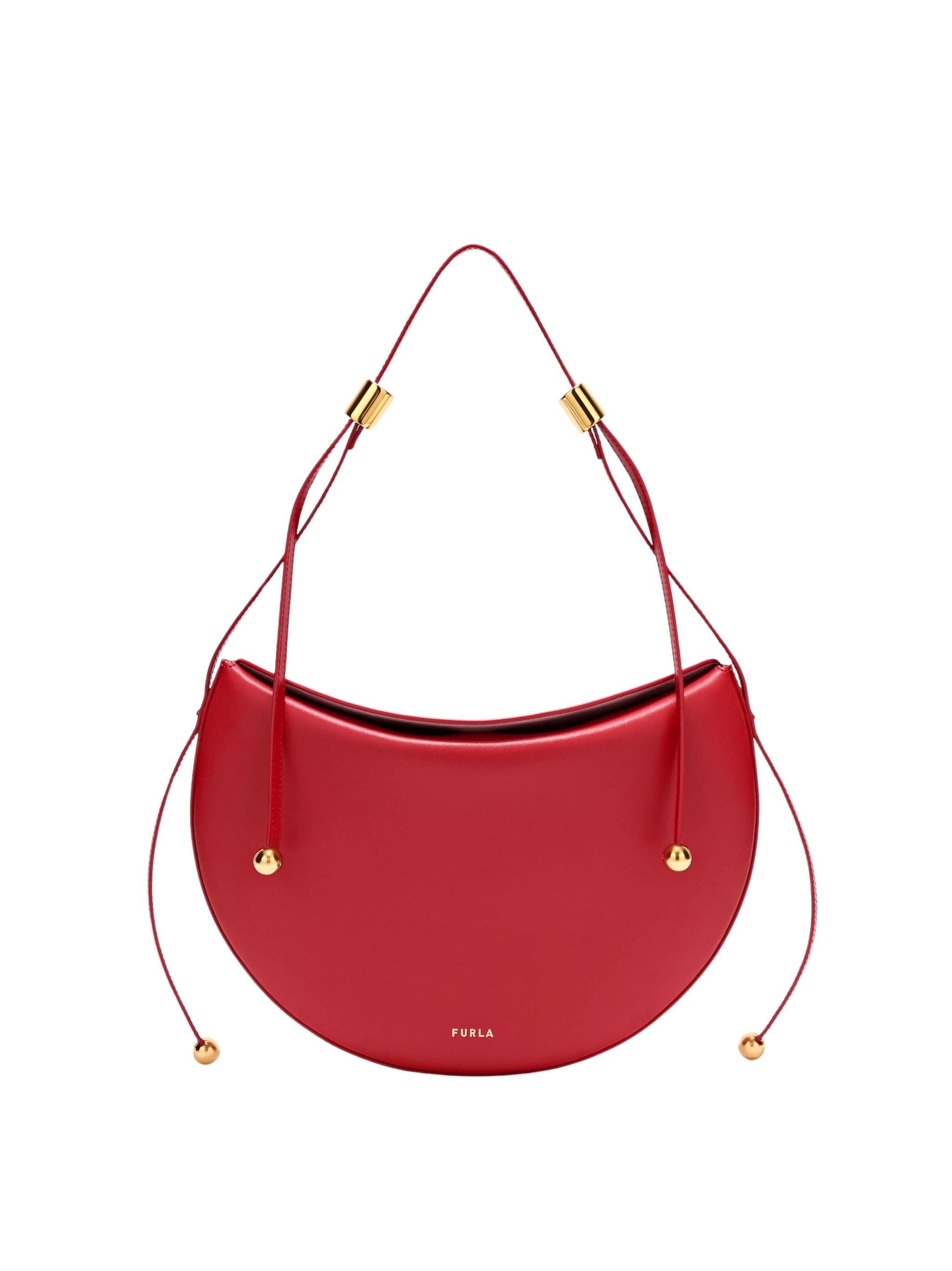 Furla " Moonstone" Calf Leather Medium Shoulder Bag In Red