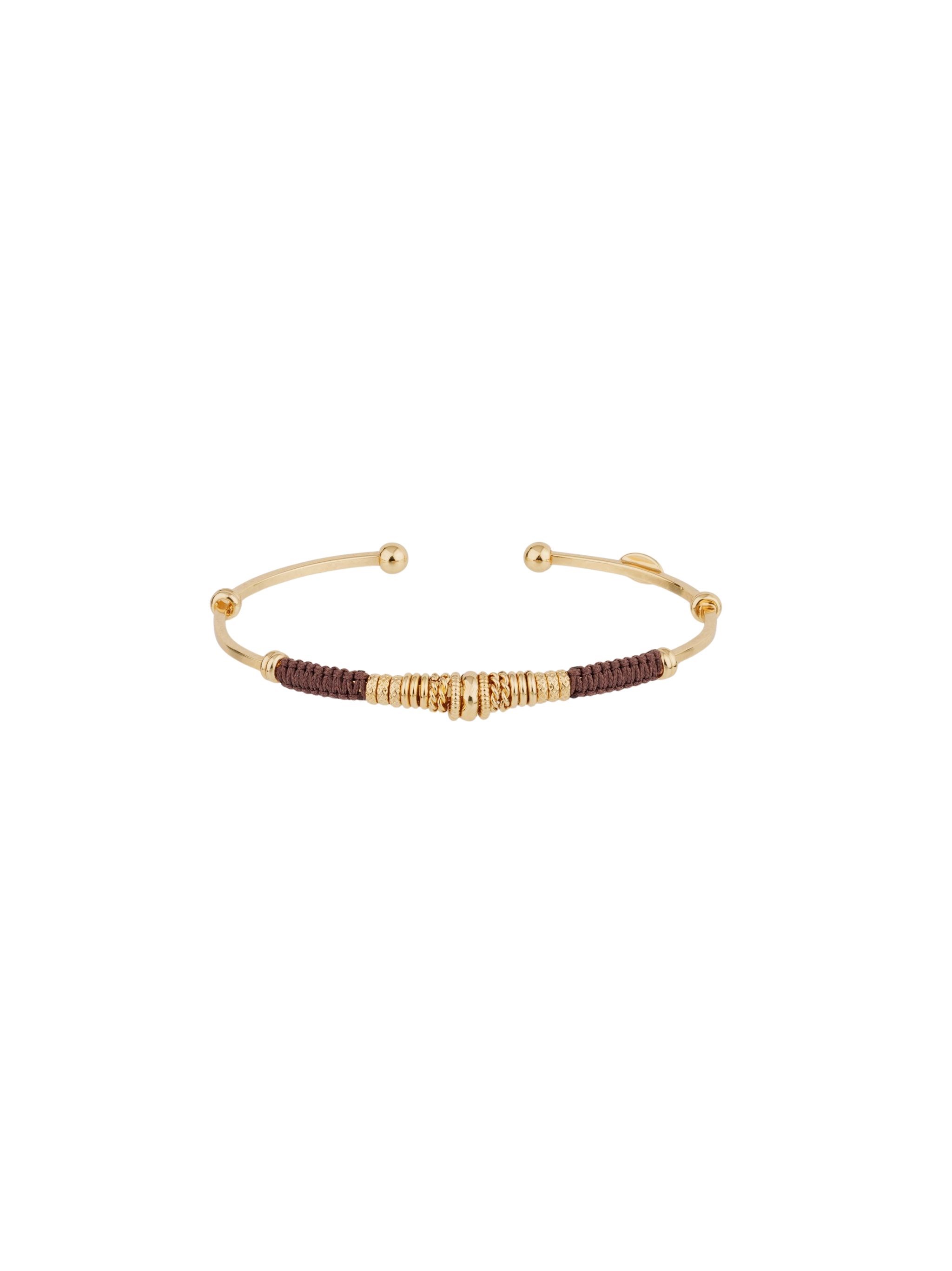 Gas Bijoux "zizanie Jonc" Gold Plated And Cotton Threads Bracelet In Silver