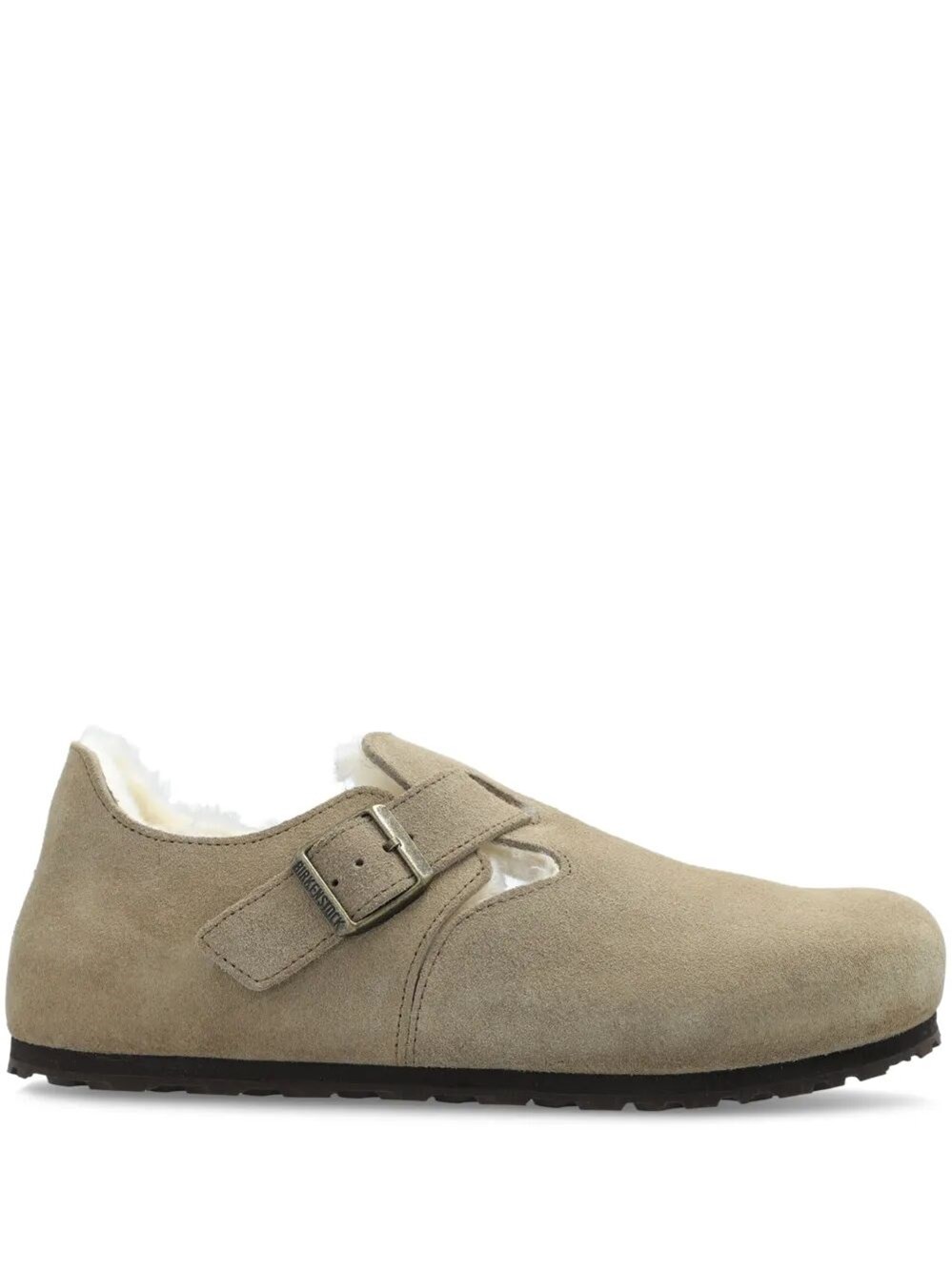 Birkenstock 'london' Shearling Suede Leather Slippers In Brown