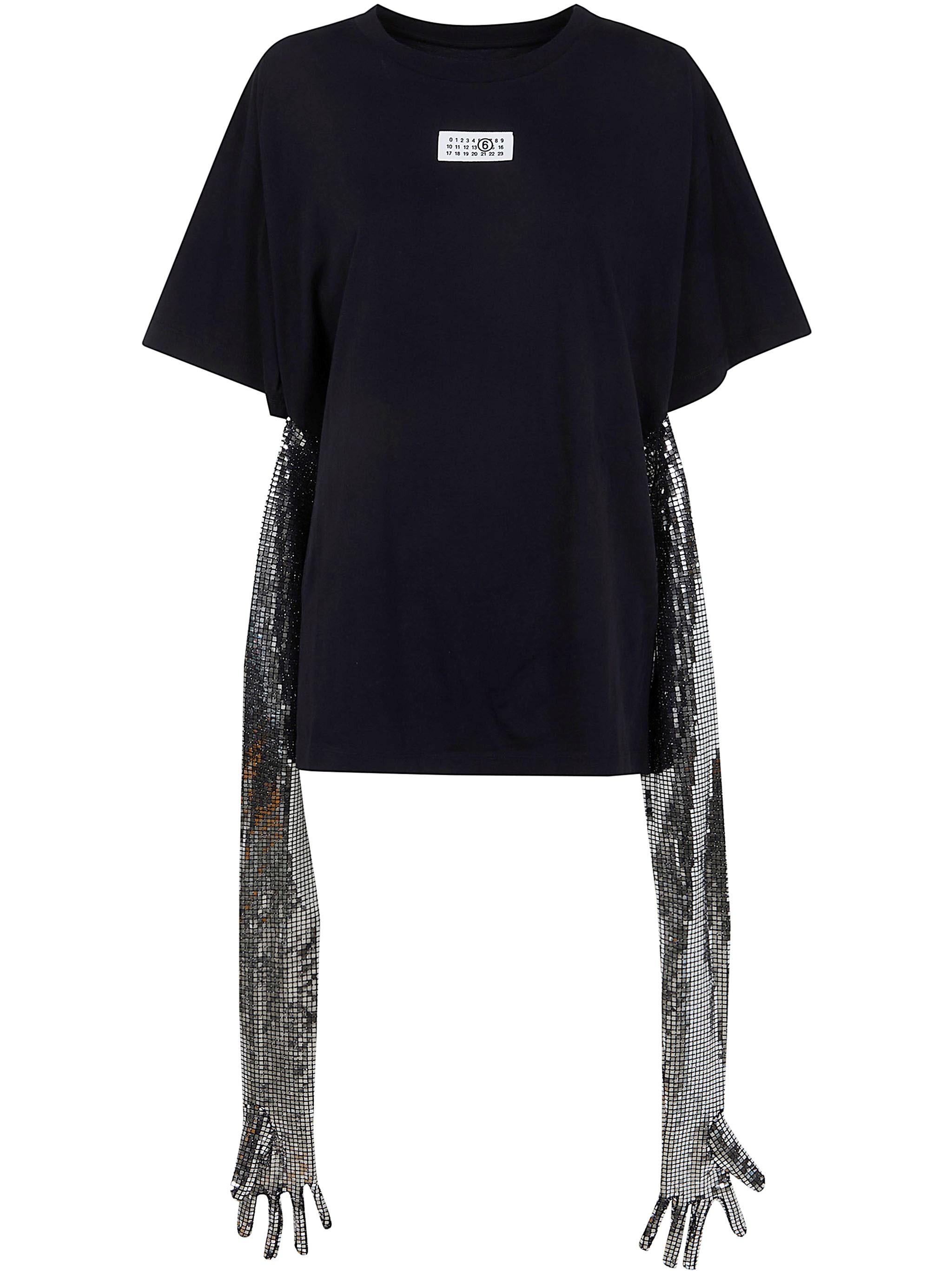 Mm6 Maison Margiela Cotton T-shirt With Gloves In Black