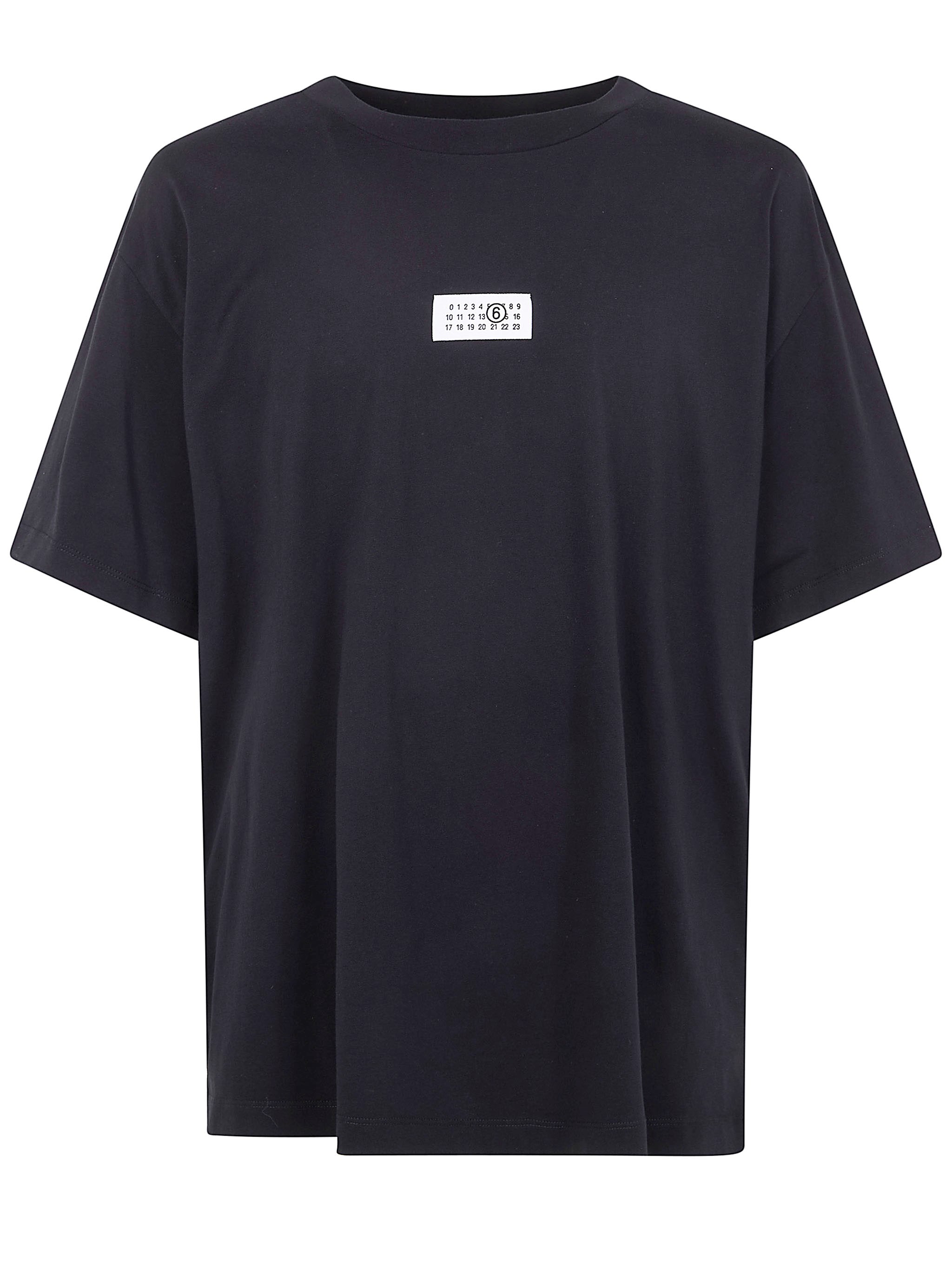 Mm6 Maison Margiela Mm6 By Maison Margiela Relaxed-fit Black Cotton T-shirt With Front Logo Patch
