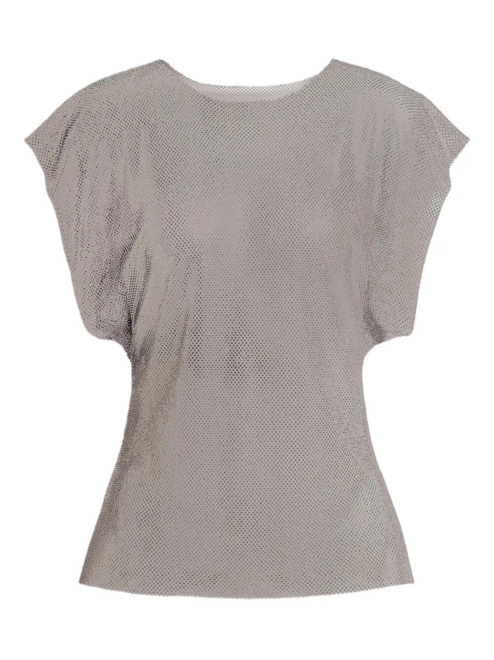 Emporio Armani Crystals Net T-shirt In Grey Fog