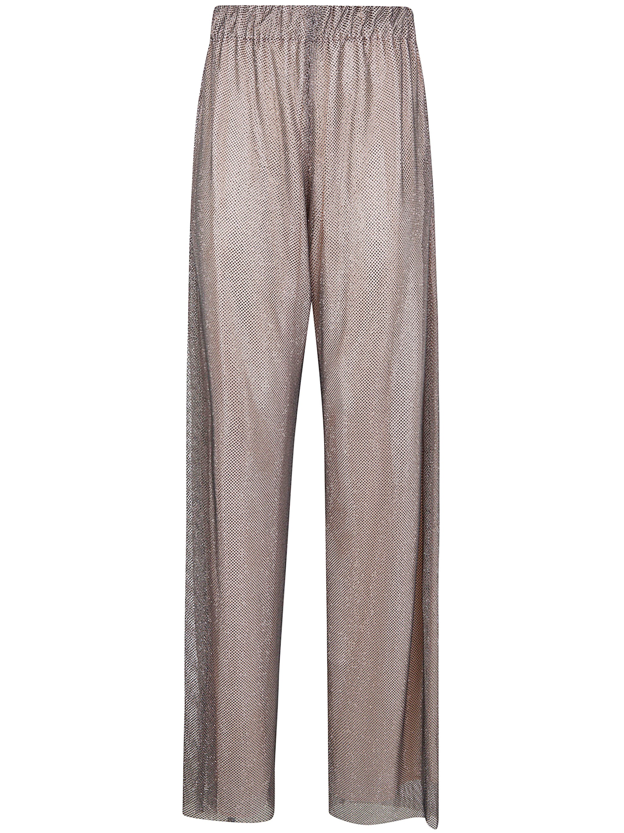ALBERTA FERRETTI Wide Leg Crystals Net Trousers