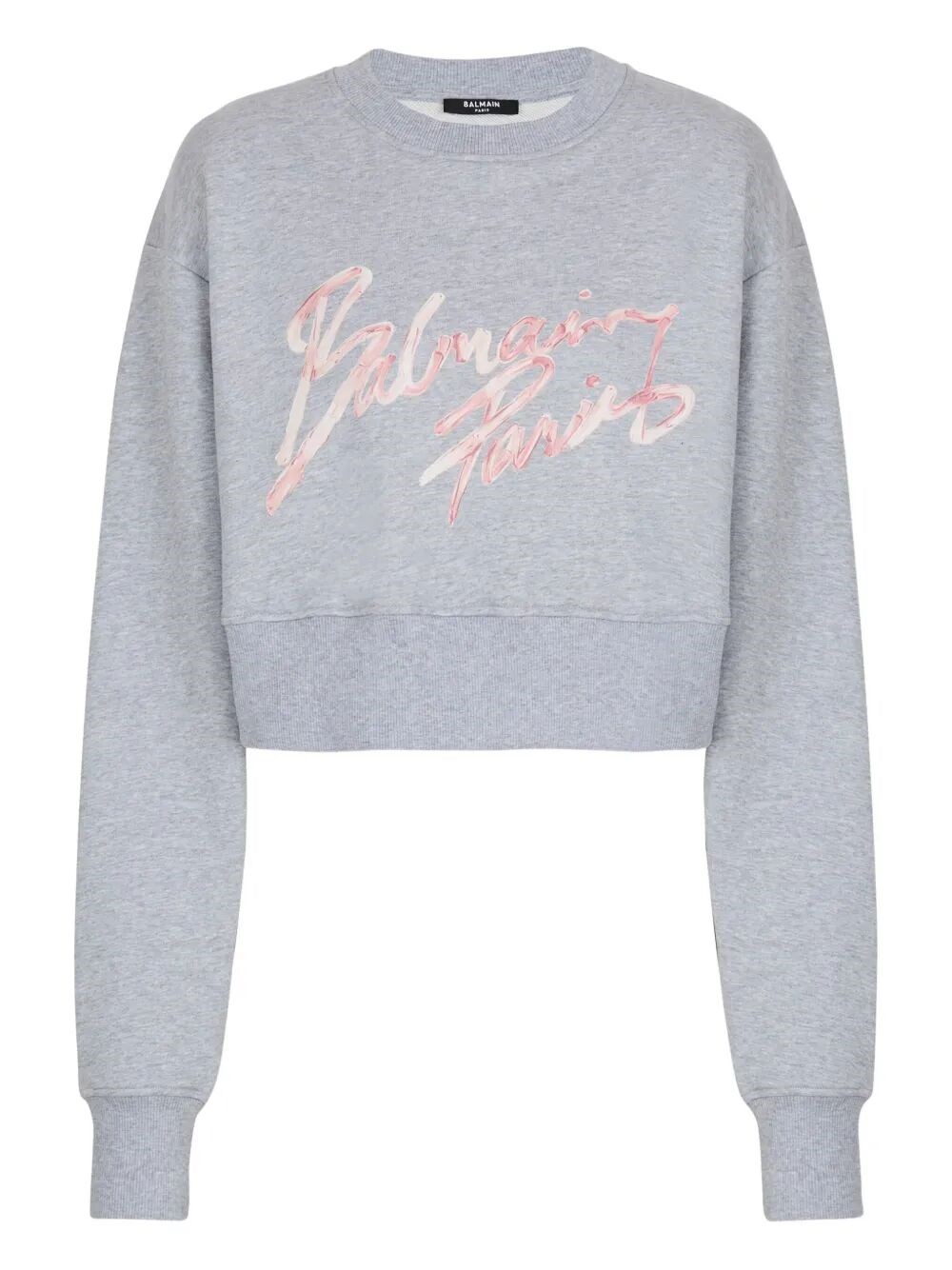 BALMAIN "Balmain Paris" Cropped Roundneck Sweater