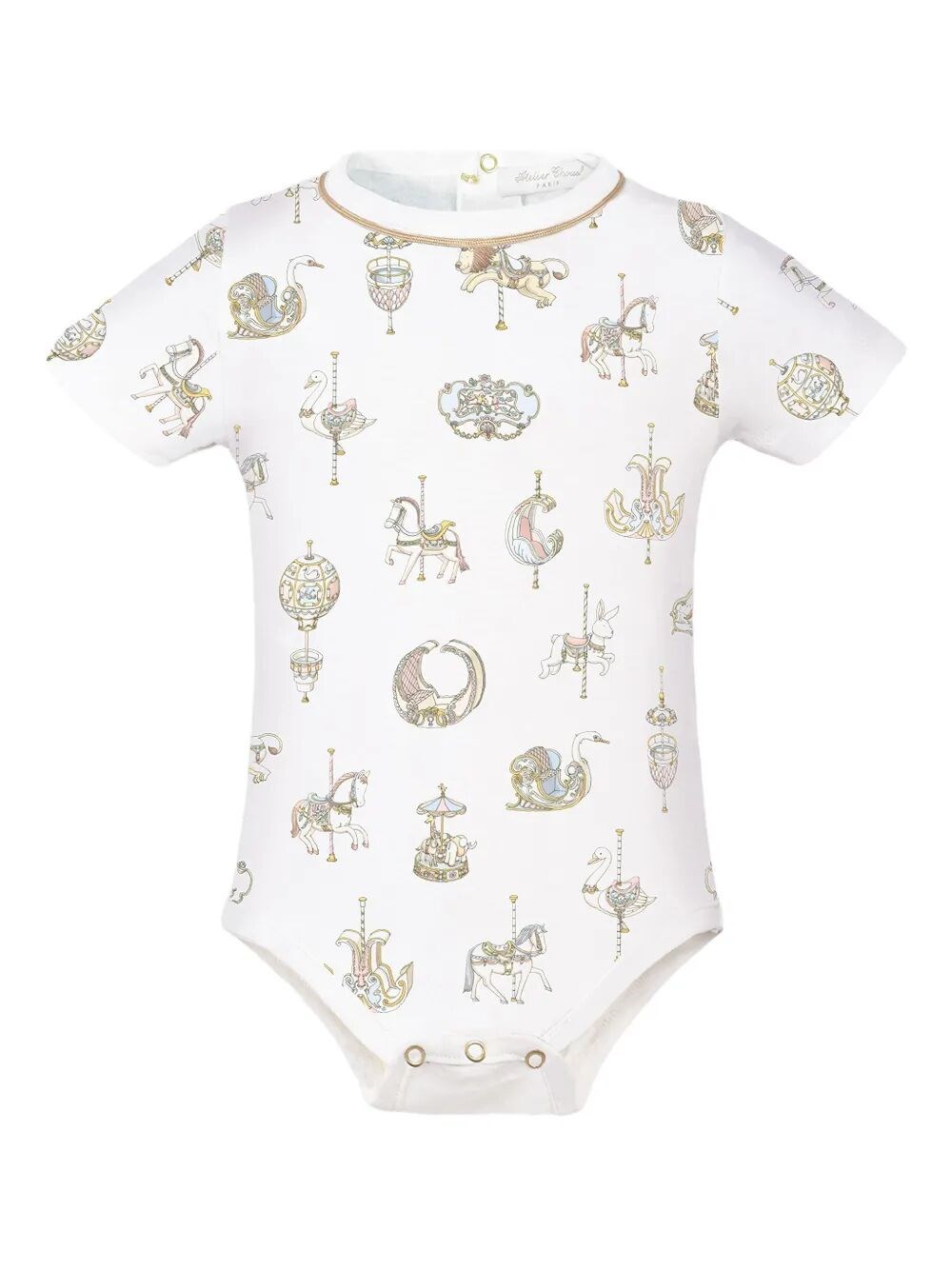 Atelier Choux "carousel" Classic Onesie In White