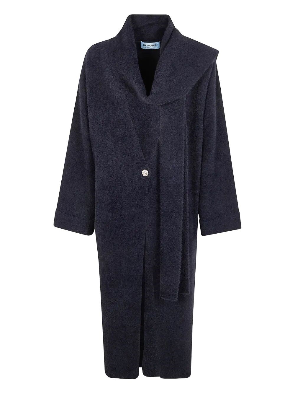 K-way Fur Long Knit Cardigan In Blue