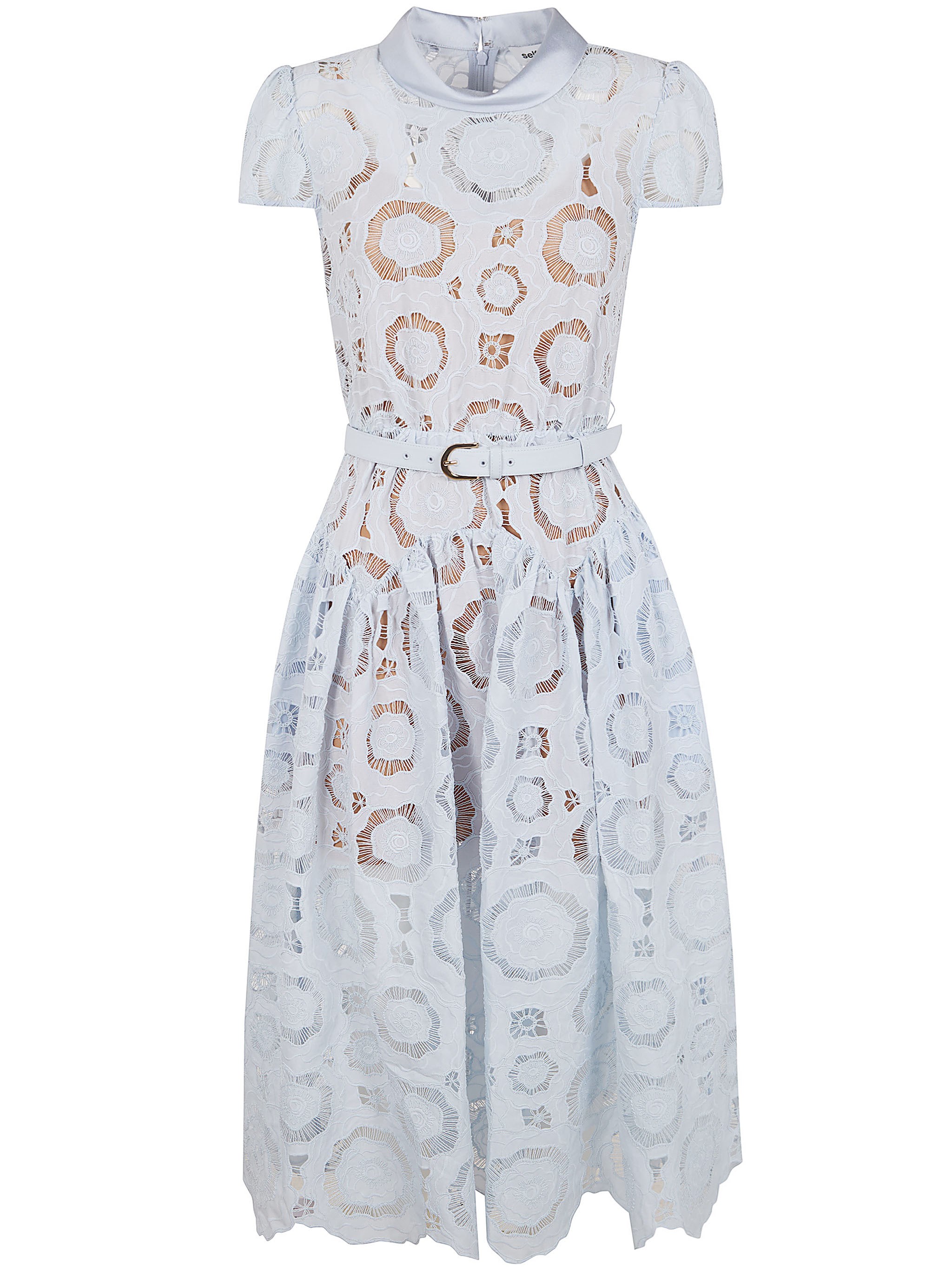 Self-portrait Floral Lace Midi Dress In Blue