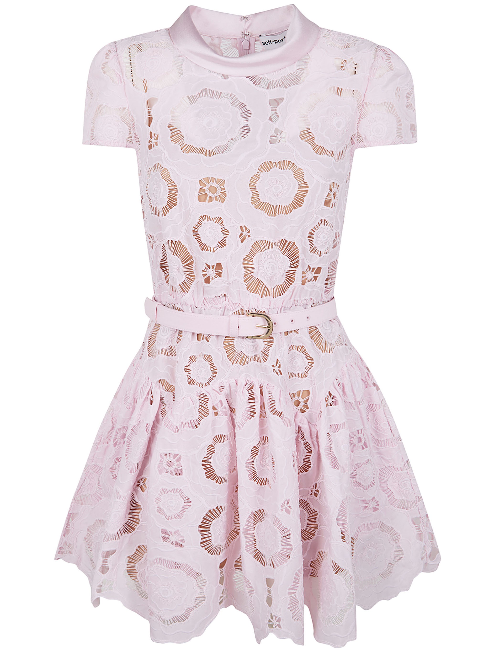 Self-portrait Floral Lace Mini Dress In Pink