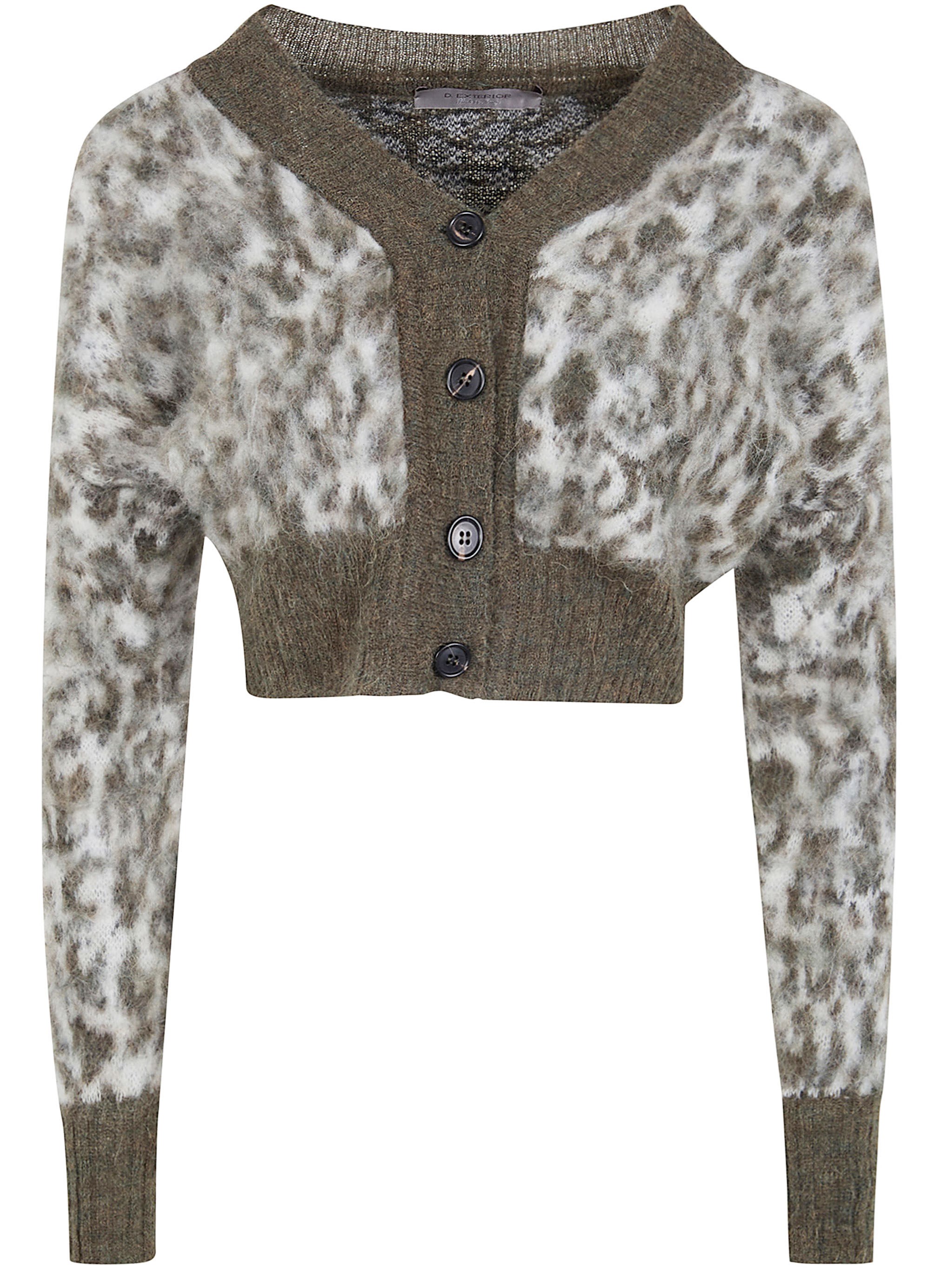 D. EXTERIOR Animal Print Short Cardigan