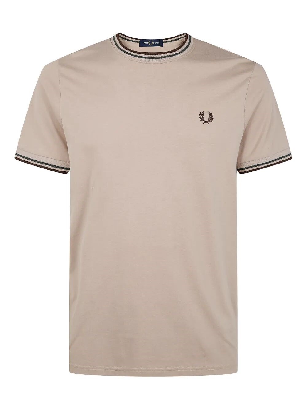 Fred Perry Laurel-motif Contrasting-trim T-shirt In Neutral