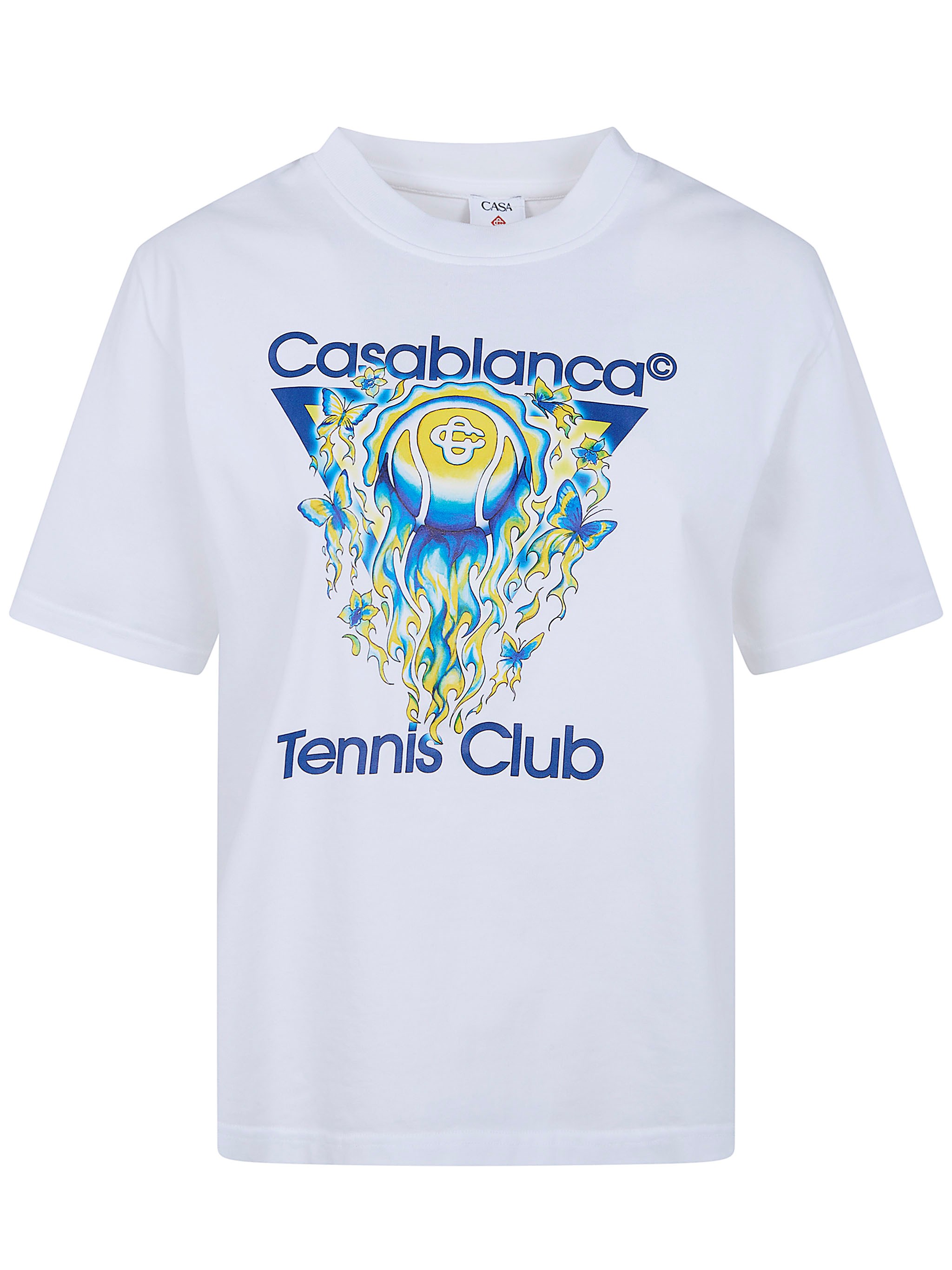 Casablanca Tennis Club Boxy Front Flame Cotton T-shirt In White