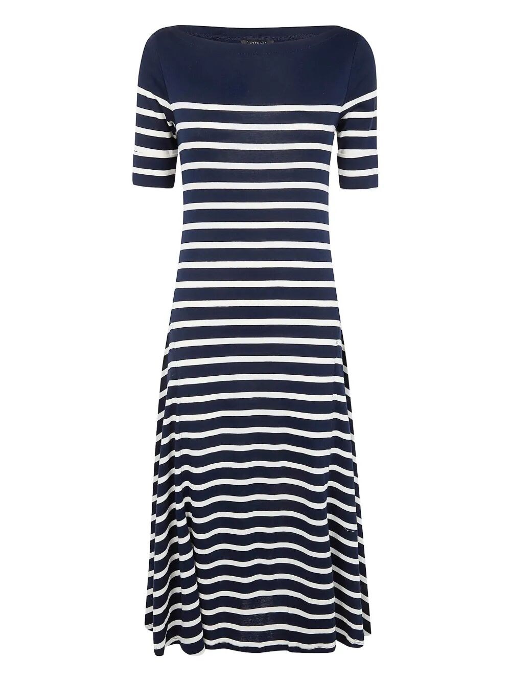 Ralph Lauren "munzie" Elbow Sleeves Day Dress In Blue