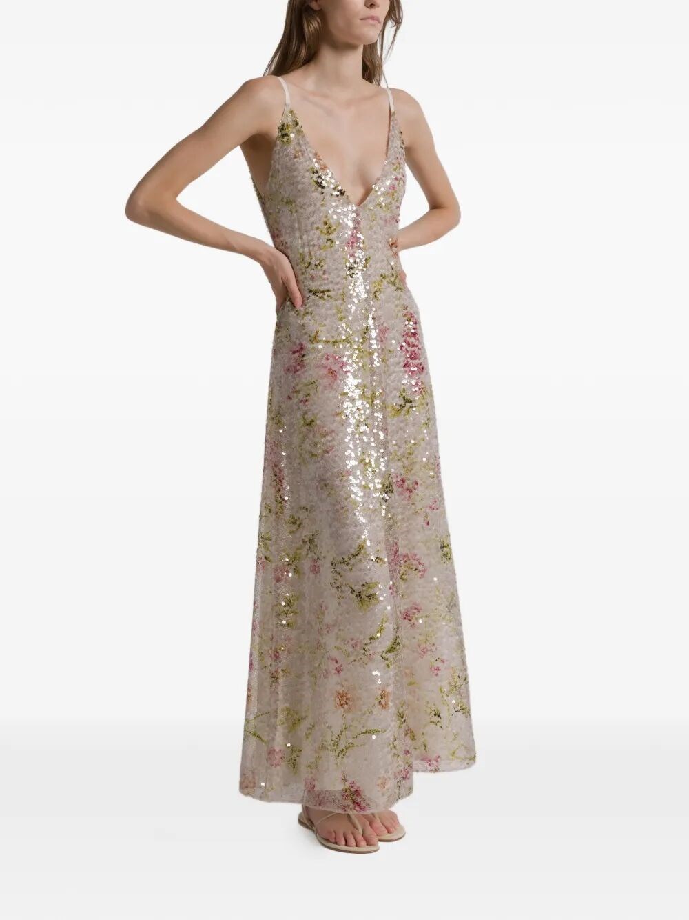 ALBERTA FERRETTI Printed Sequins Long Dress
