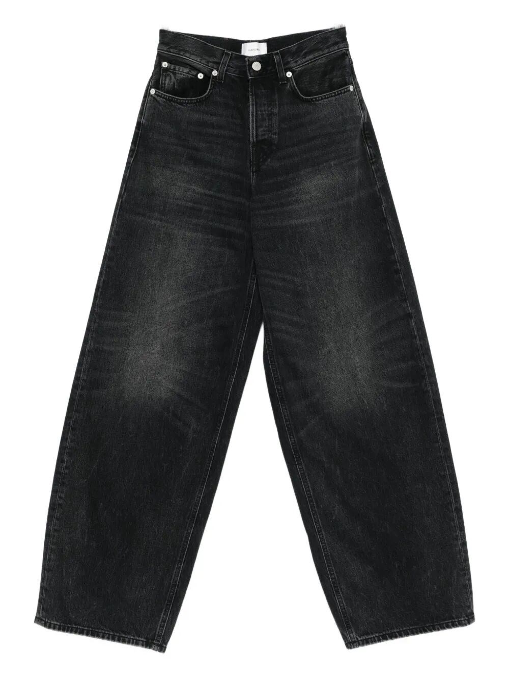 Haikure 'korea' Grey Jeans With Faded Effect And Logo Patch On The Back In Cotton Woman In Black