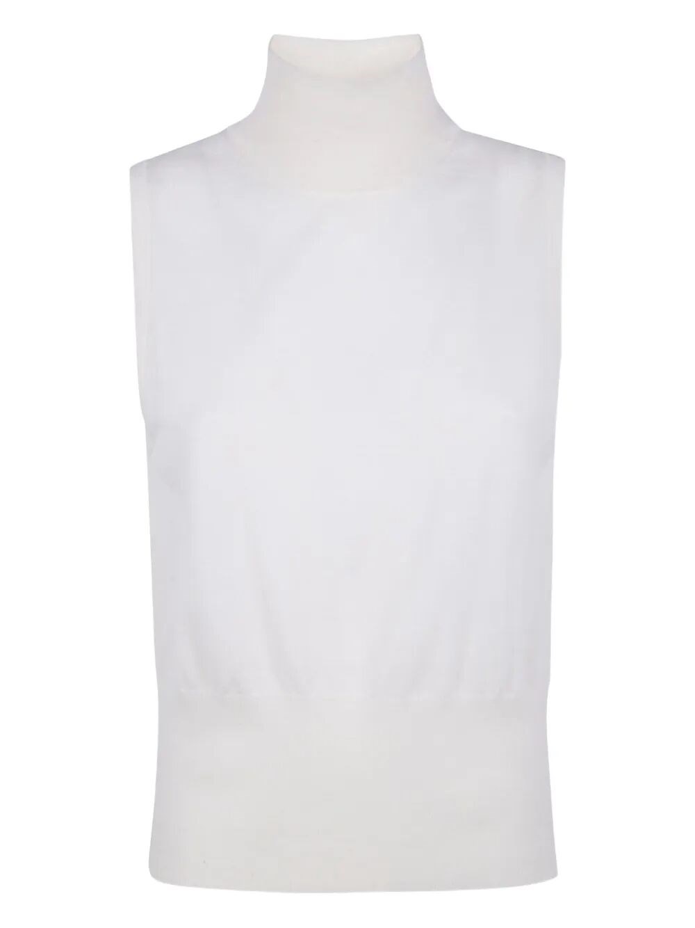 Rosso Puro Sleeveless Mini Roundneck Sweater In White