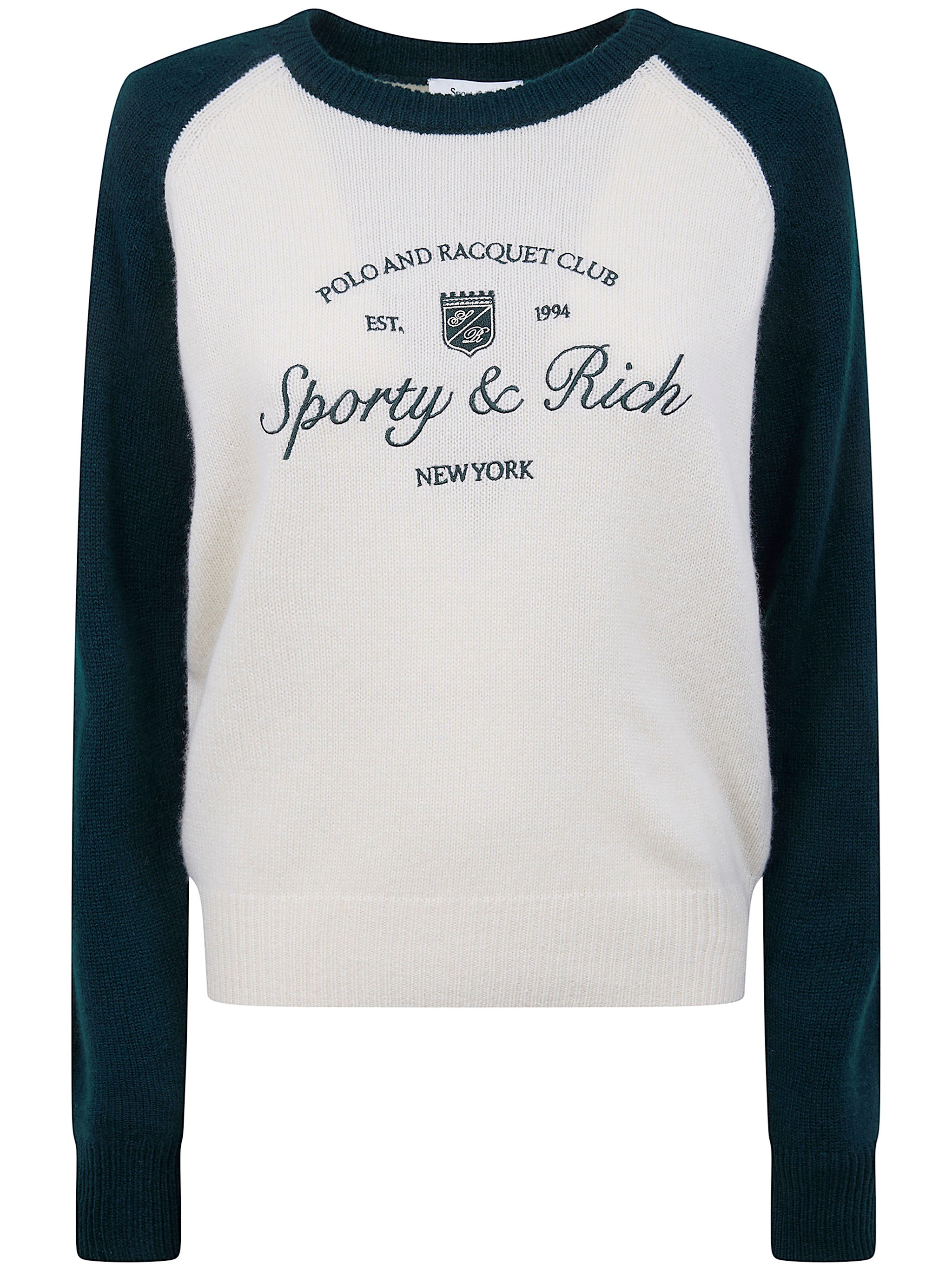 SPORTY & RICH 'Syracuse' Cashmere Baseball Sweater