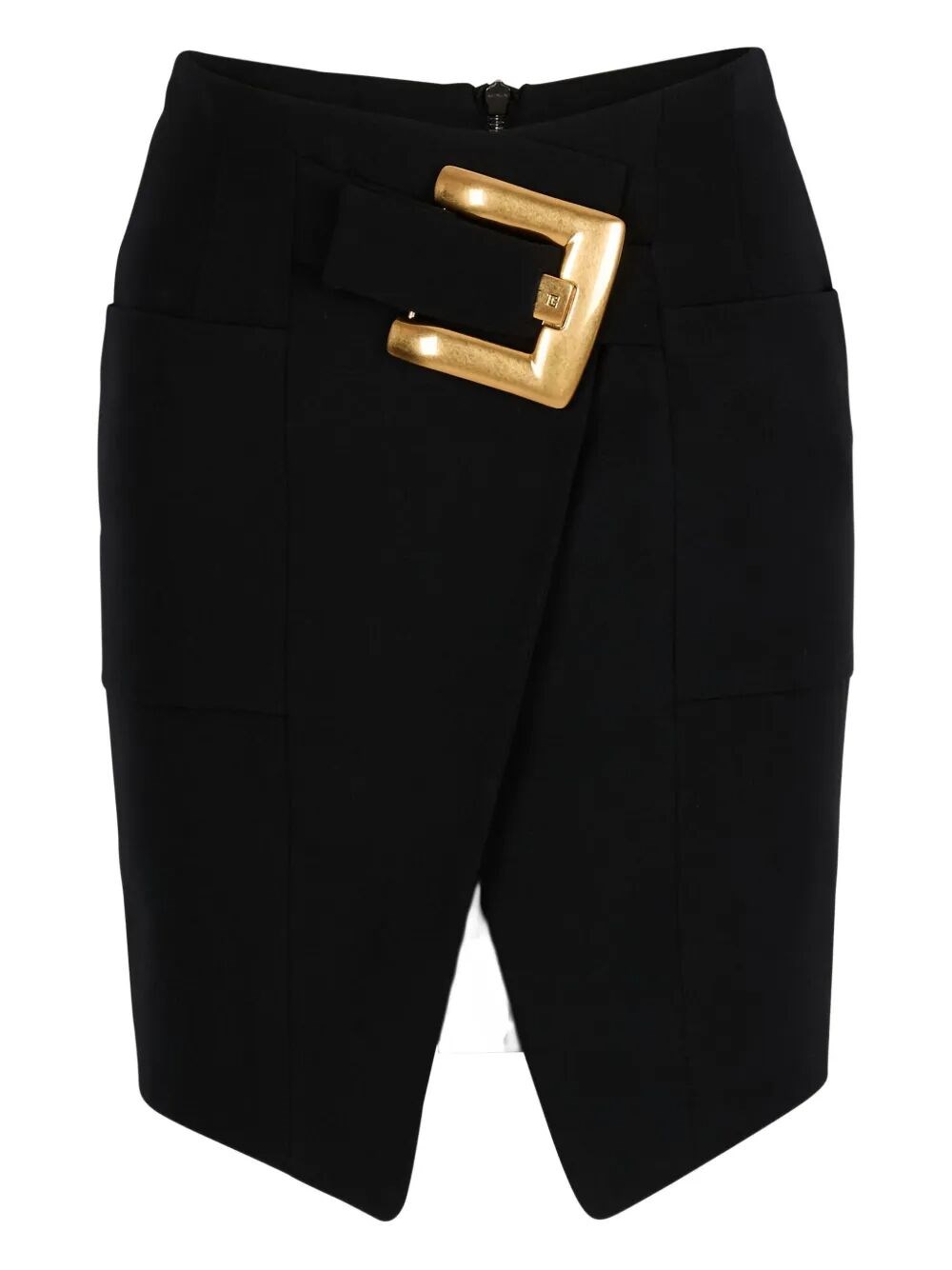 BALMAIN Belted "Grain De Poudre" Knee Length Skirt