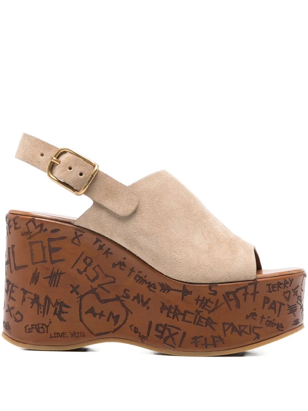 Chloé "maxime" High Wedge In Sand