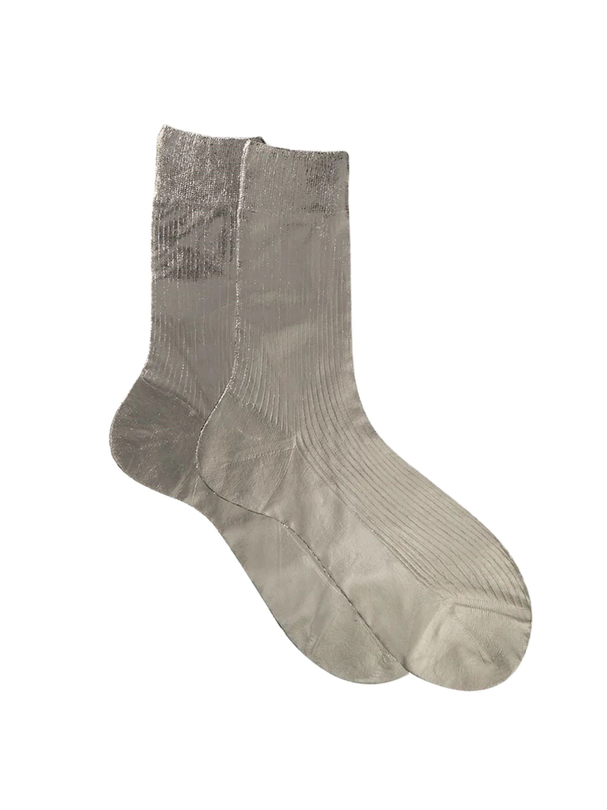 Maria La Rosa One Ribbed Laminated Socks In Gray