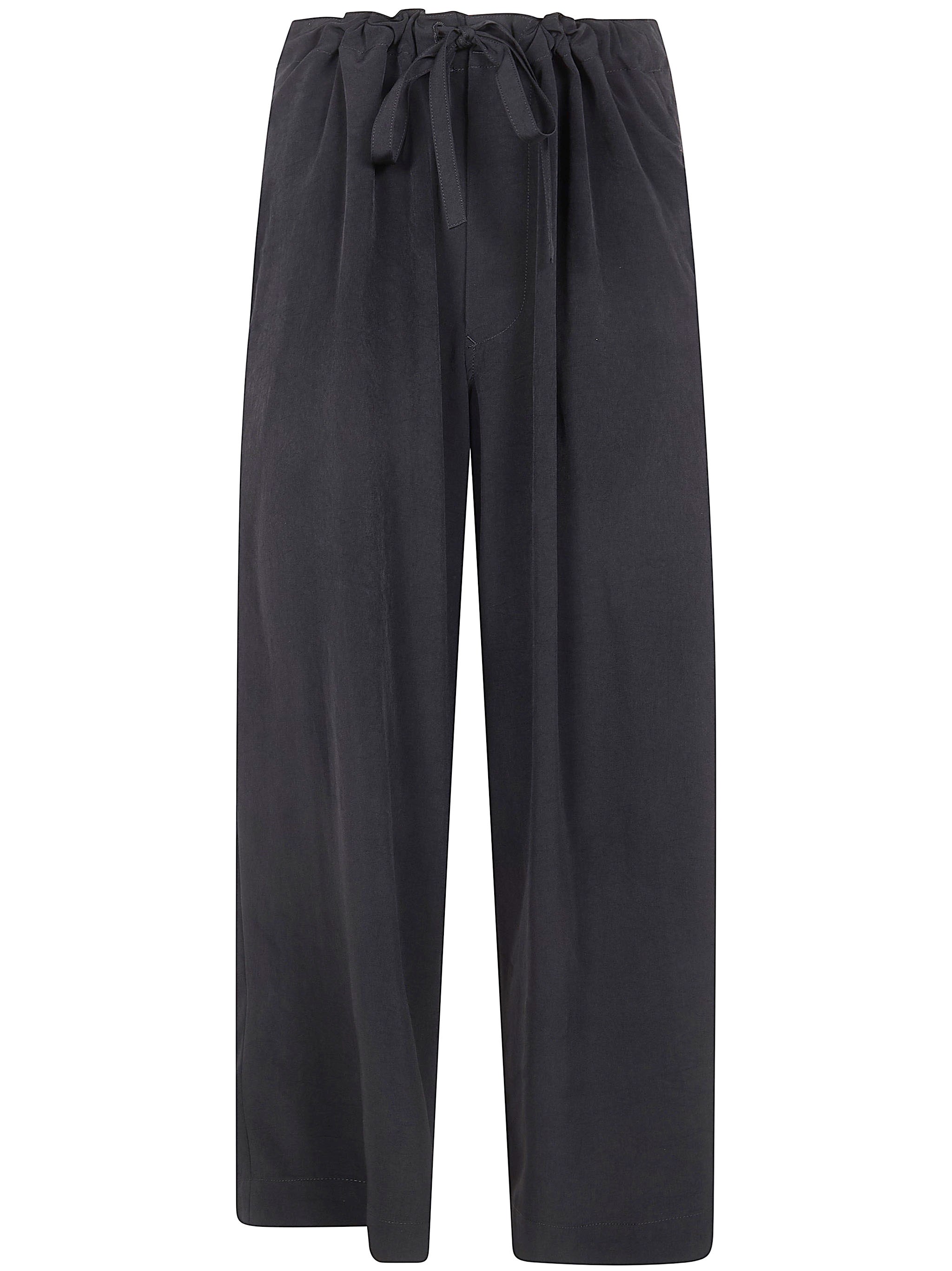 Y's String Straight Trousers In Black