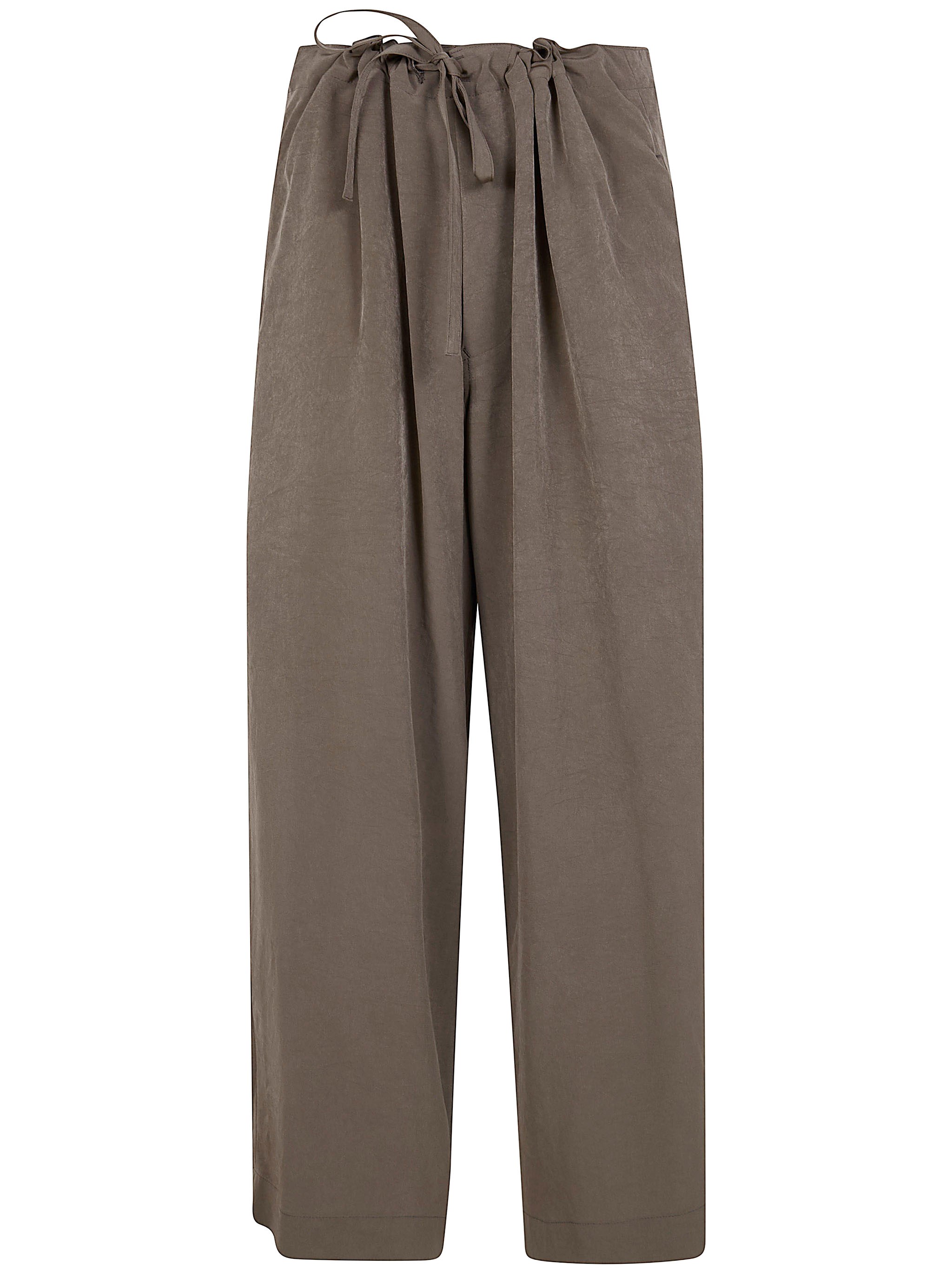 Y's String Straight Trousers In Brown