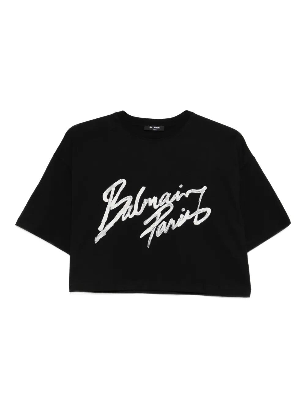 BALMAIN "Balmain Paris Bulky" Cropped T-Shirt