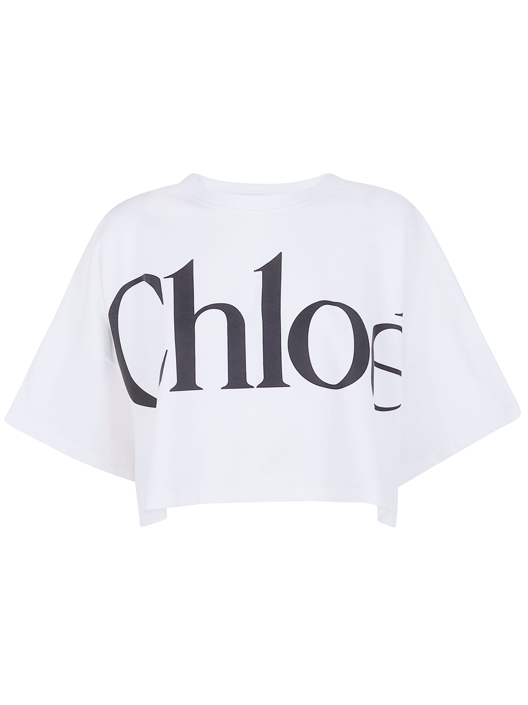CHLOE Classic "Chloe" Printed Oversized Cropped T-Shirt　CHLOE クラシック「クロエ」プリント オーバーサイズ クロップド T シャツ CHLOE