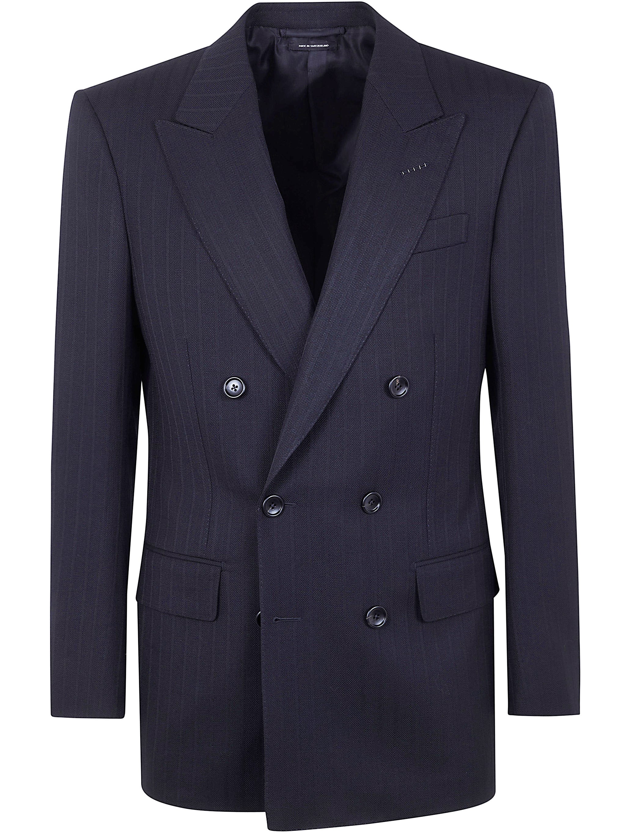 TOM FORD Solid Satin Stripe Double Breasted Jacket