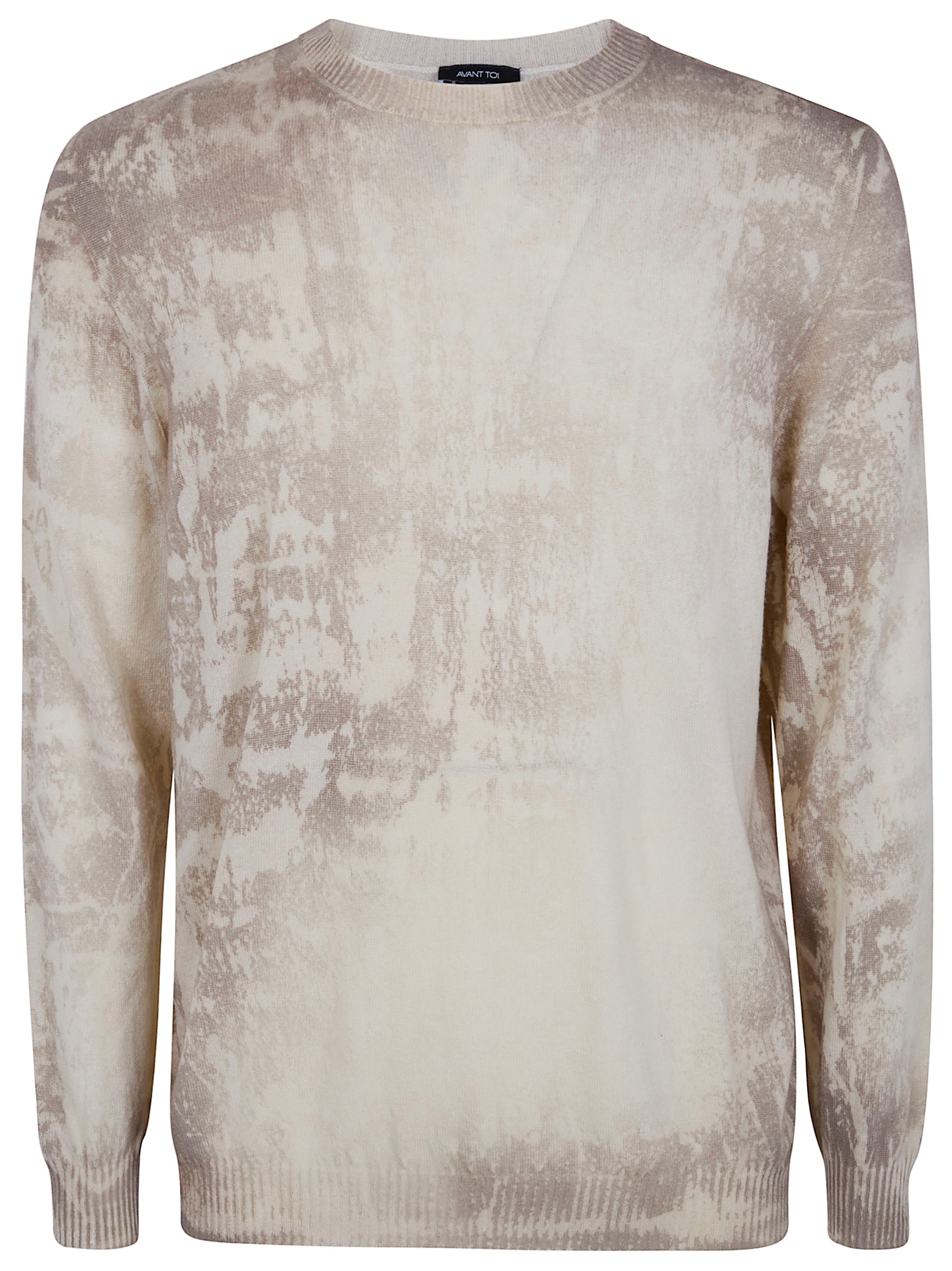 AVANT TOI “Shelley” Marble Effect Light Cashmere Reversible Roundneck