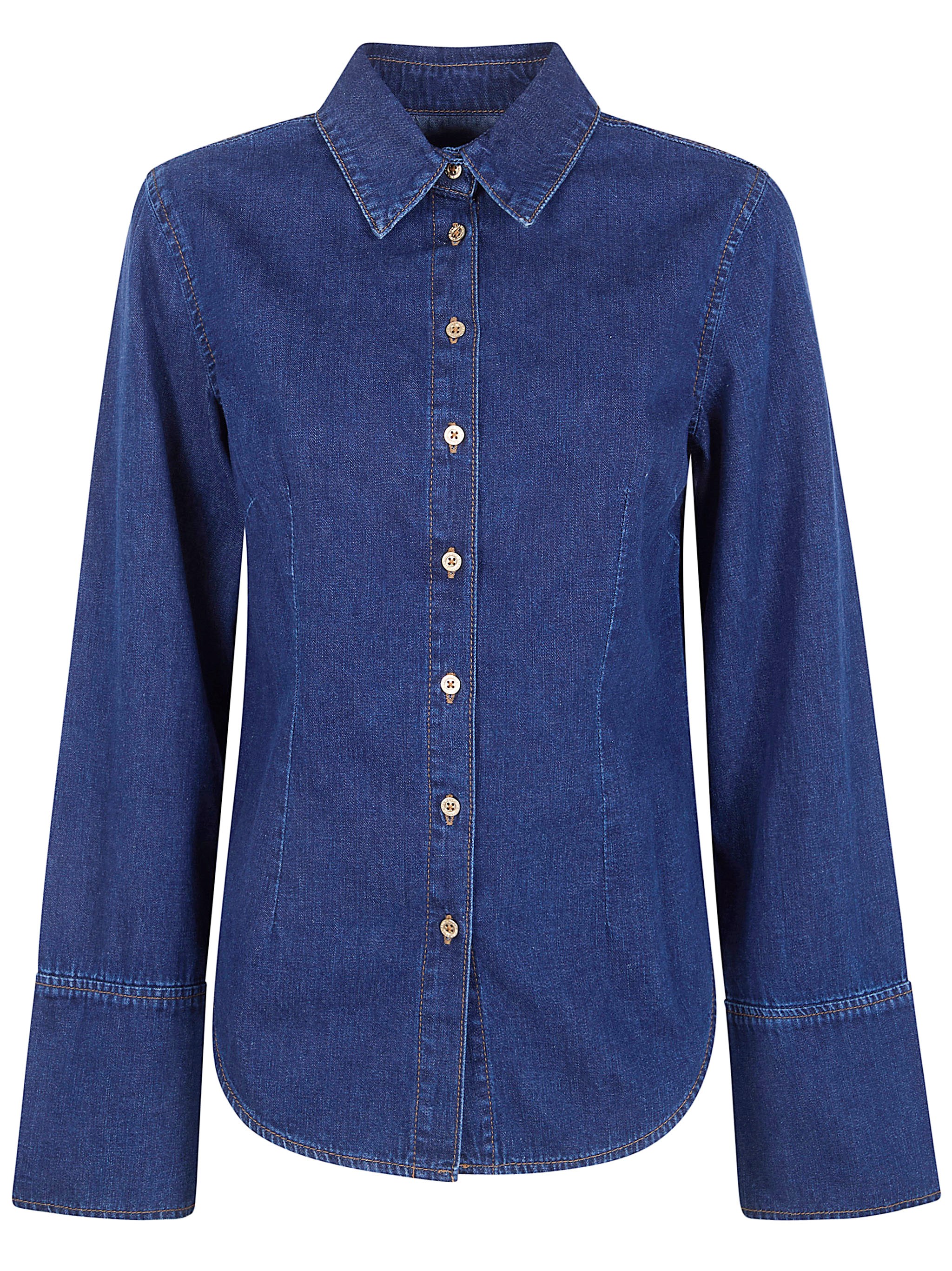 Seven For All Mankind "shaped" Shirt Indigo Soul In Blue