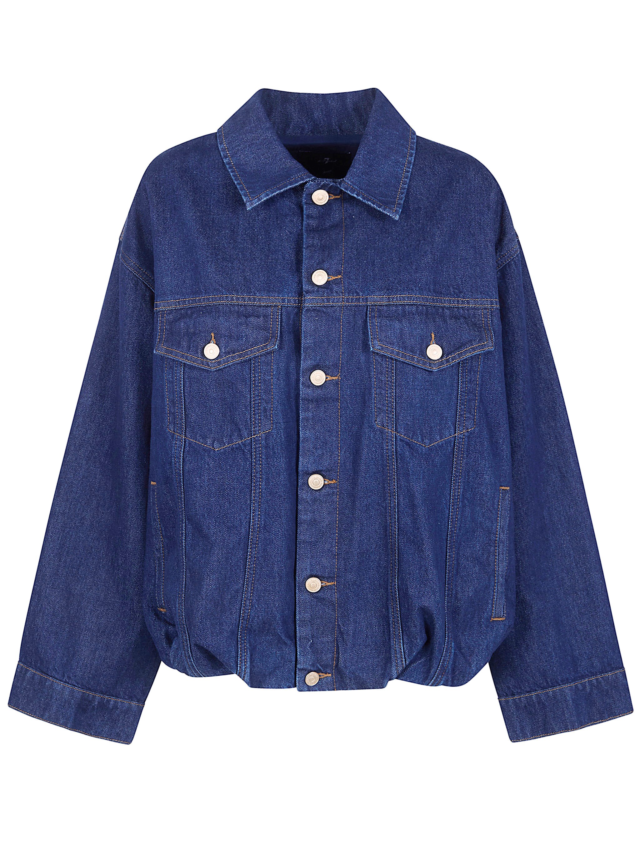 Seven For All Mankind "gathered" Jacket Indigo Soul In Blue
