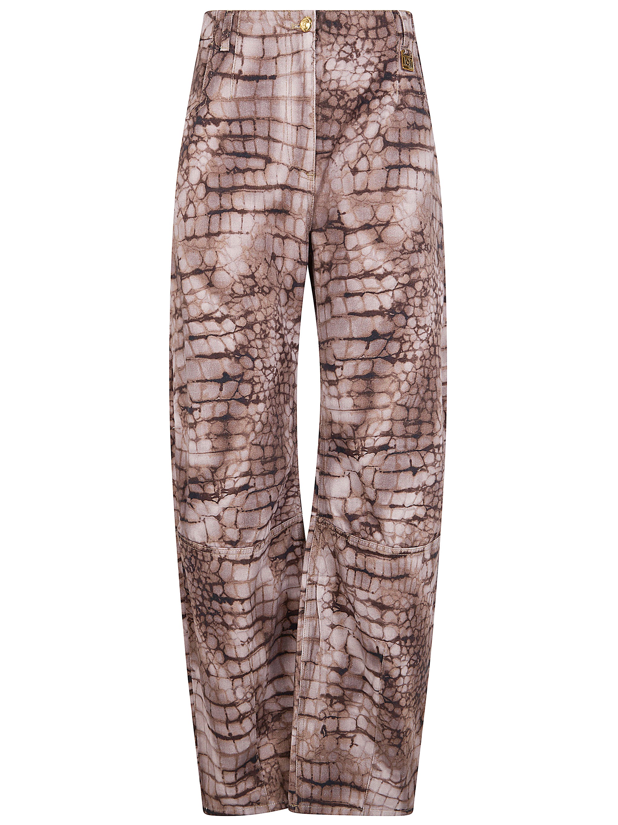 ELISABETTA FRANCHI Barrel Leg Printed Jeans