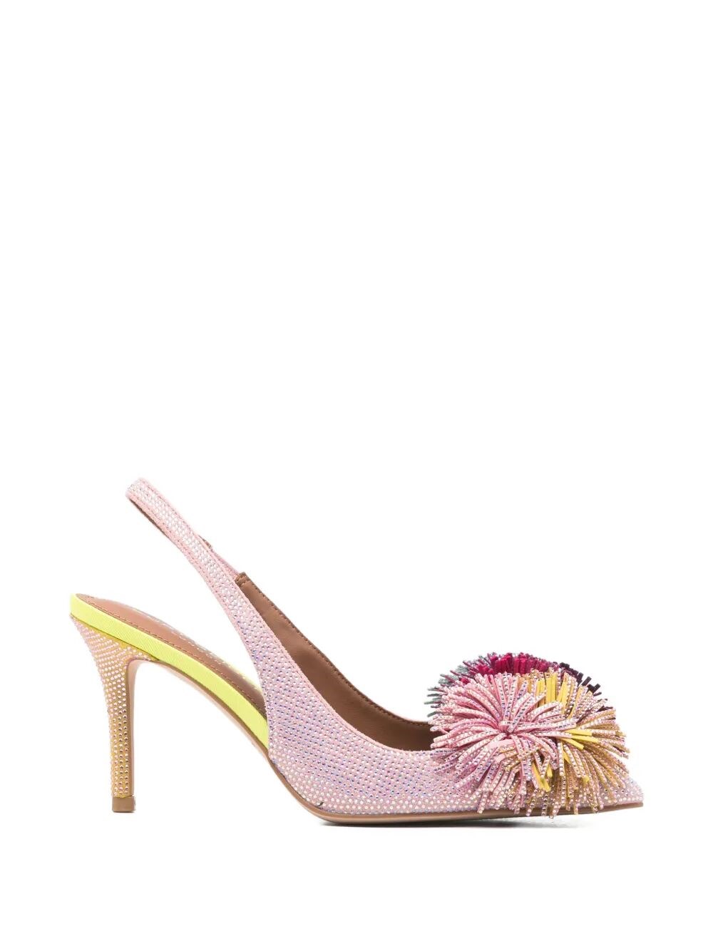 KURT GEIGER Pom Pom Sling Back Suede Leather