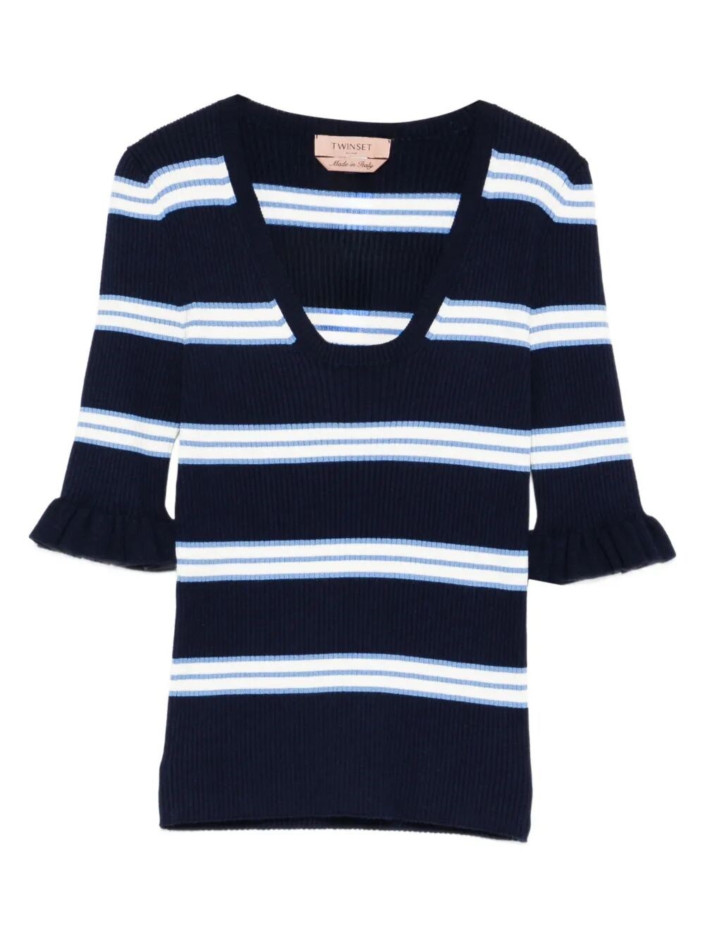 TWINSET Round Neck Stripes Sweater