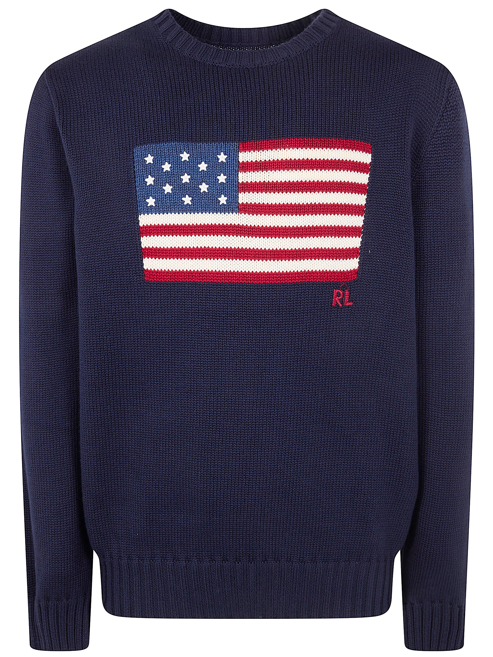 POLO RALPH LAUREN Long Sleeves Round Neck Flag Sweater
