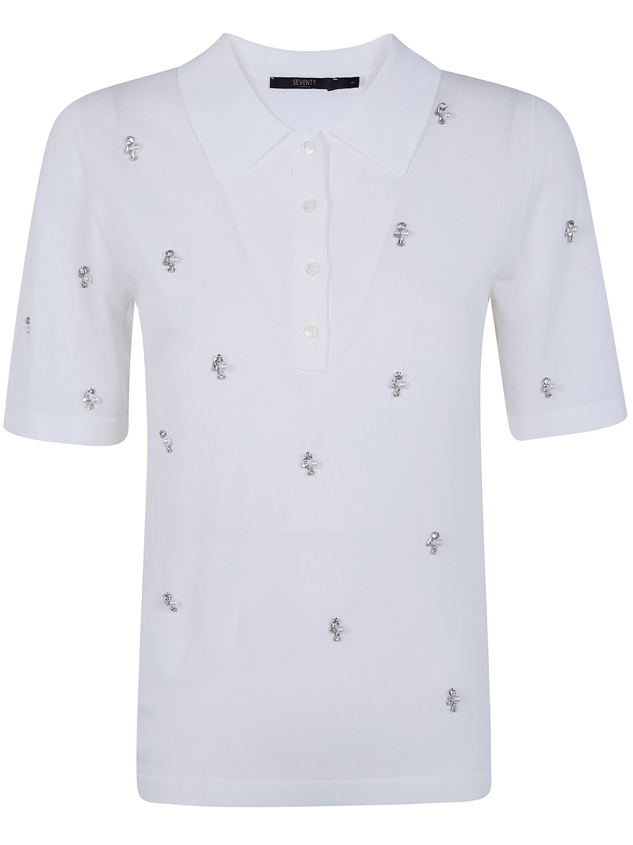 SEVENTY Viscose Rib Embroidered Polo Shirt