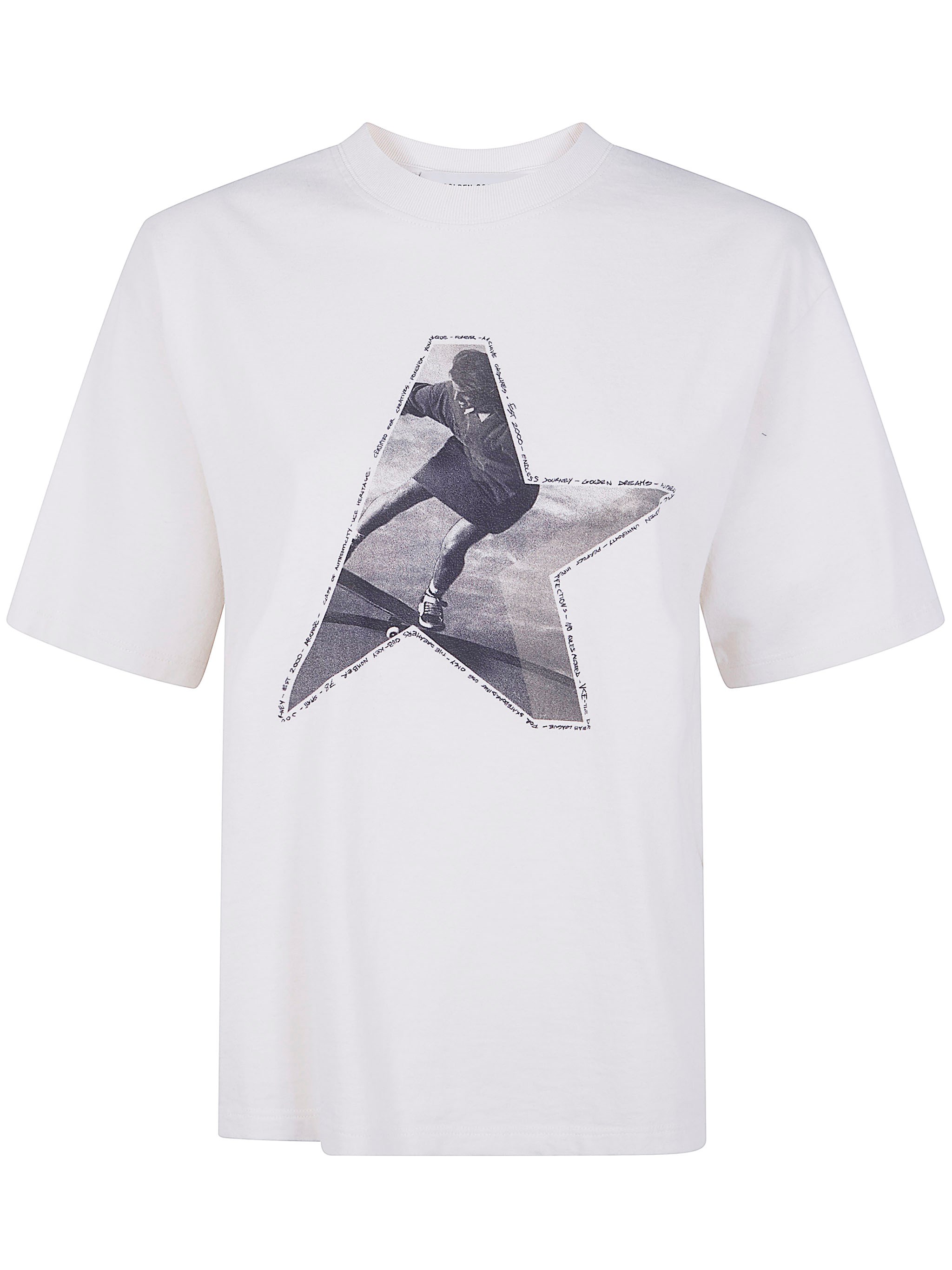 GOLDEN GOOSE "Journey" W`S Boxy T-Shirt Gauze Cotton Jersey With Print　GOLDEN GOOSE "Journey" W`S ボクシー T シャツ ガーゼ コットン ジャージー プリント GOLDEN